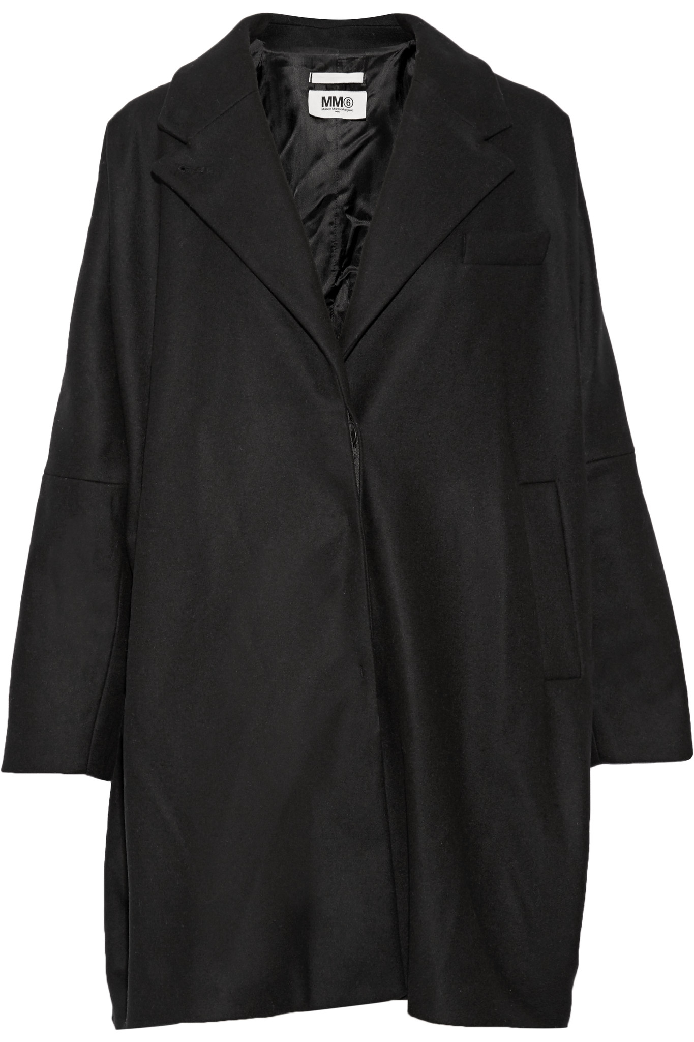 MM6 by Maison Martin Margiela Wool-blend Coat in Black - Lyst