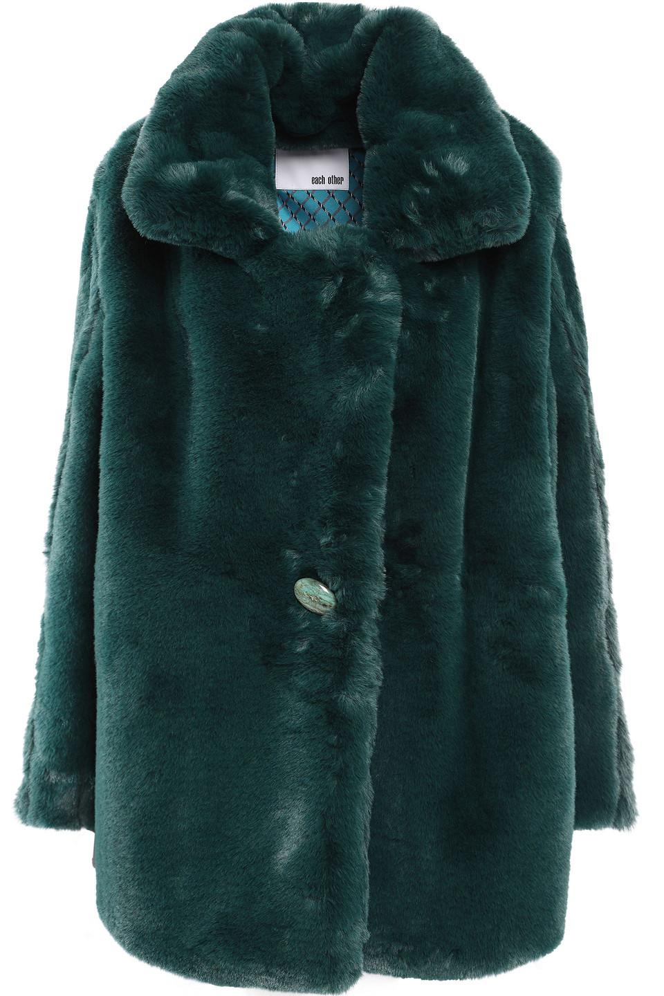 Each x Other Faux Fur Coat Emerald in Green - Lyst