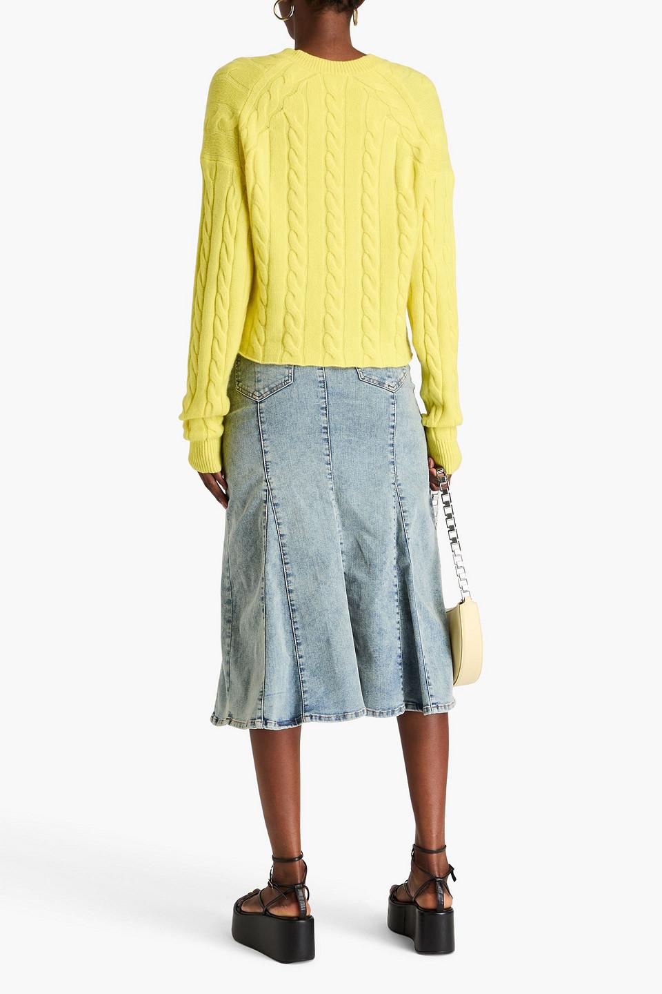 Maje Cable knit Cashmere blend Sweater in Yellow Lyst UK