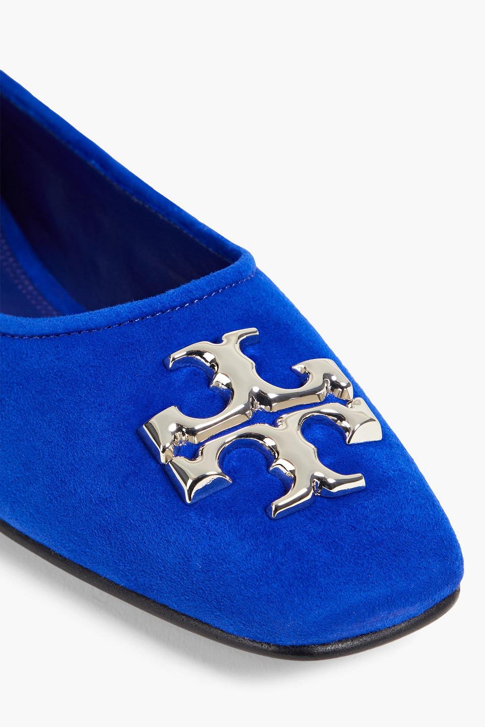 Tory Burch Eleanor Embellished Suede Ballet Flats in Blue | Lyst UK