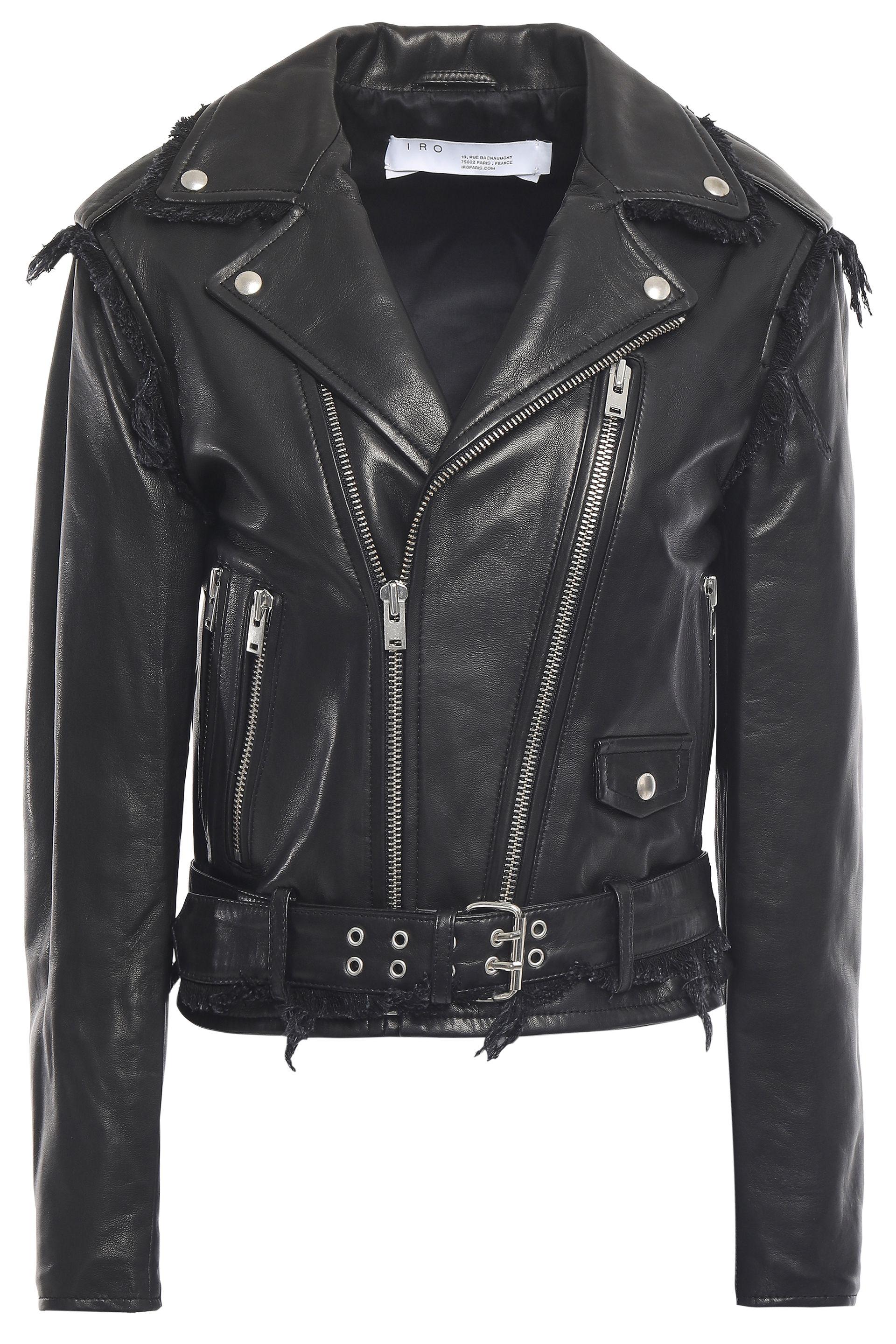 IRO Lenn Frayed Leather Biker Jacket Black - Lyst
