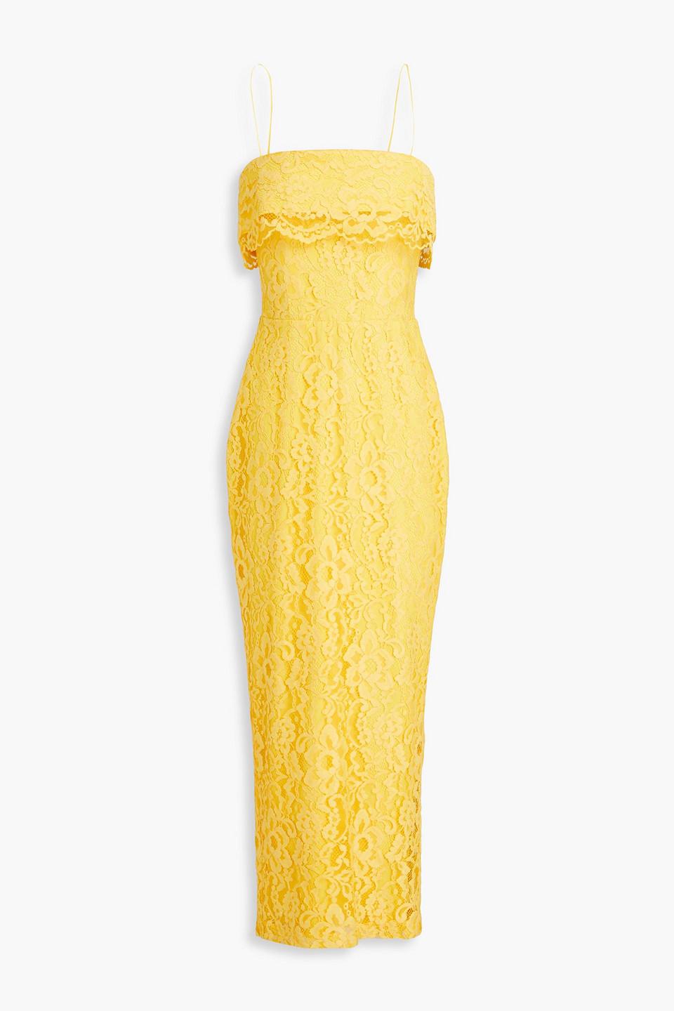 Rasario Cotton-blend Corded Lace Midi Dress in Yellow Lyst Canada