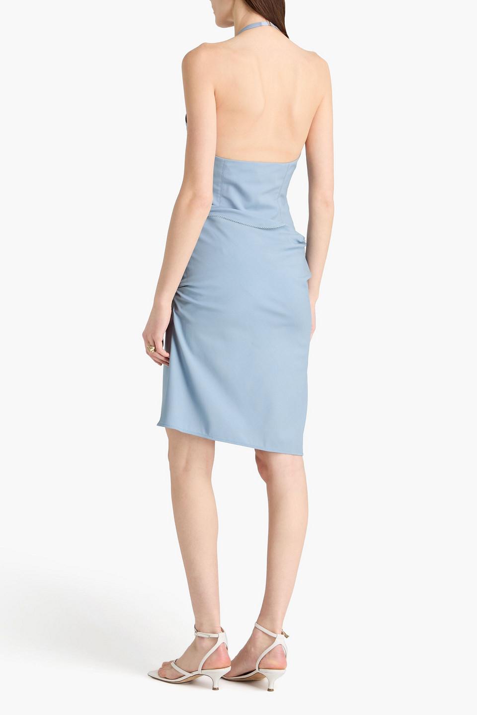 jacquemus halterneck mini dress JACQUEMUS Women's Limao linen-blend Mini dress - Pink
