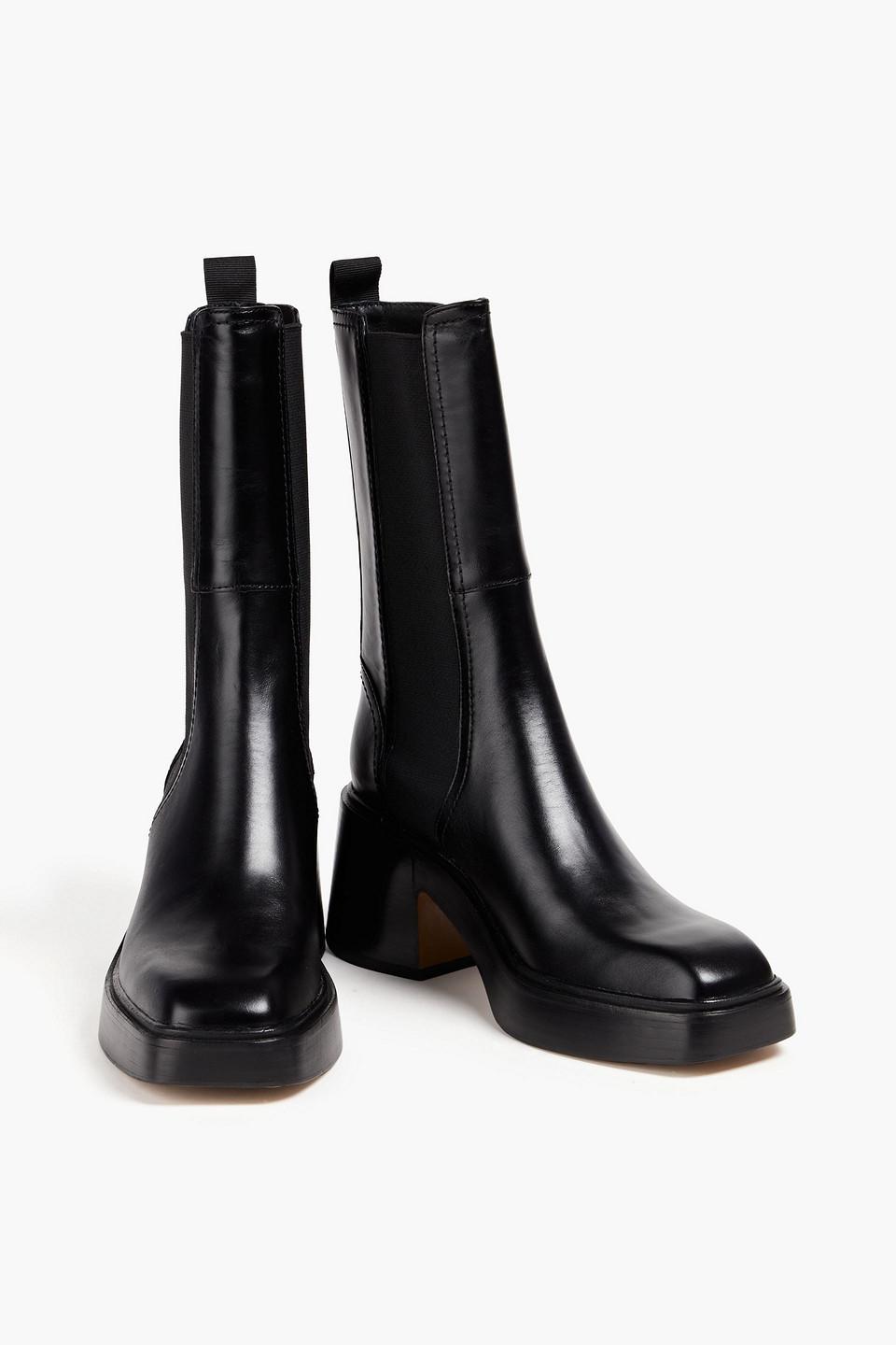 Maje Chelsea Boots Maje Leather Platform Chelsea Boots In Black