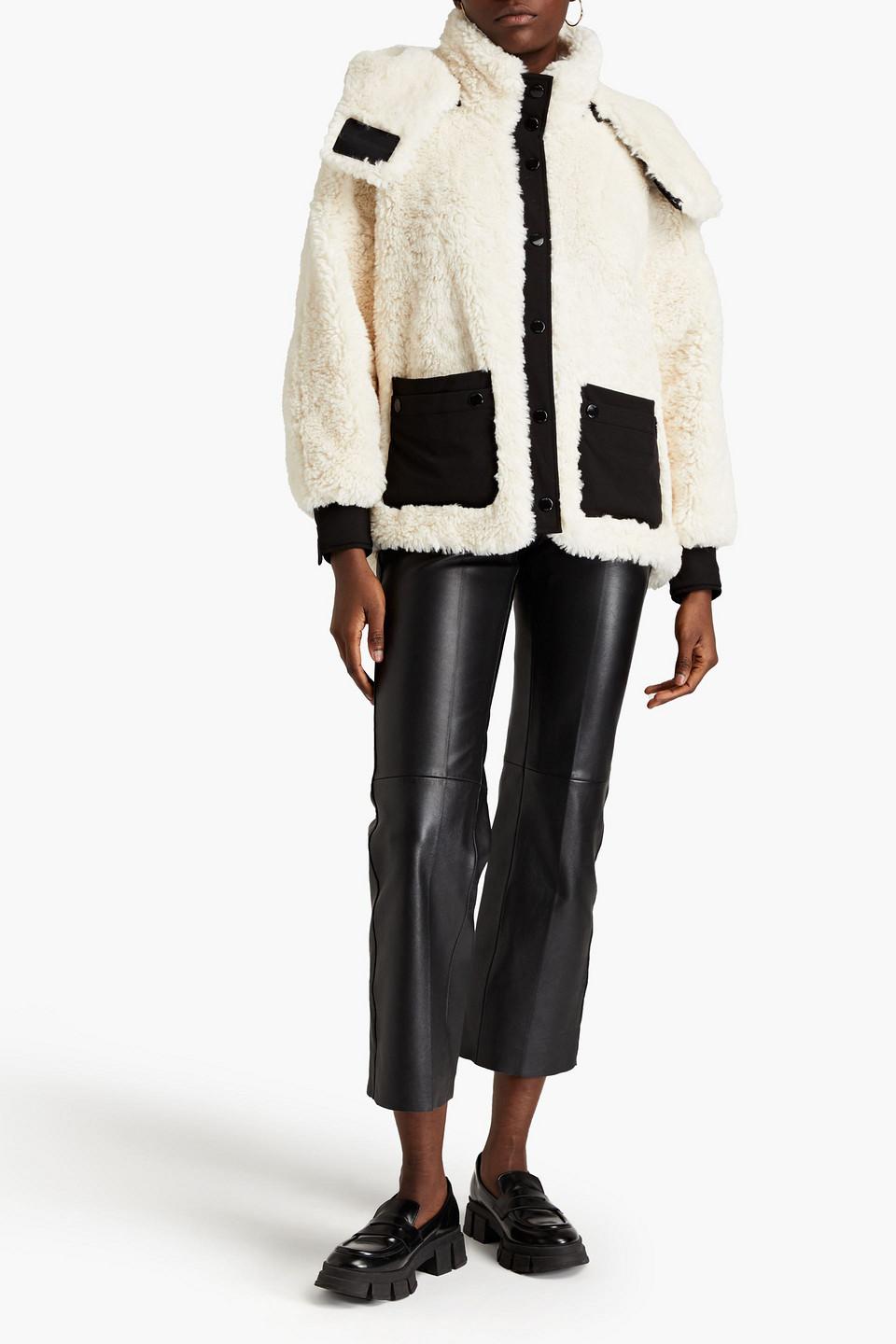 Maje Shell trimmed Faux Shearling Jacket in Natural Lyst Canada