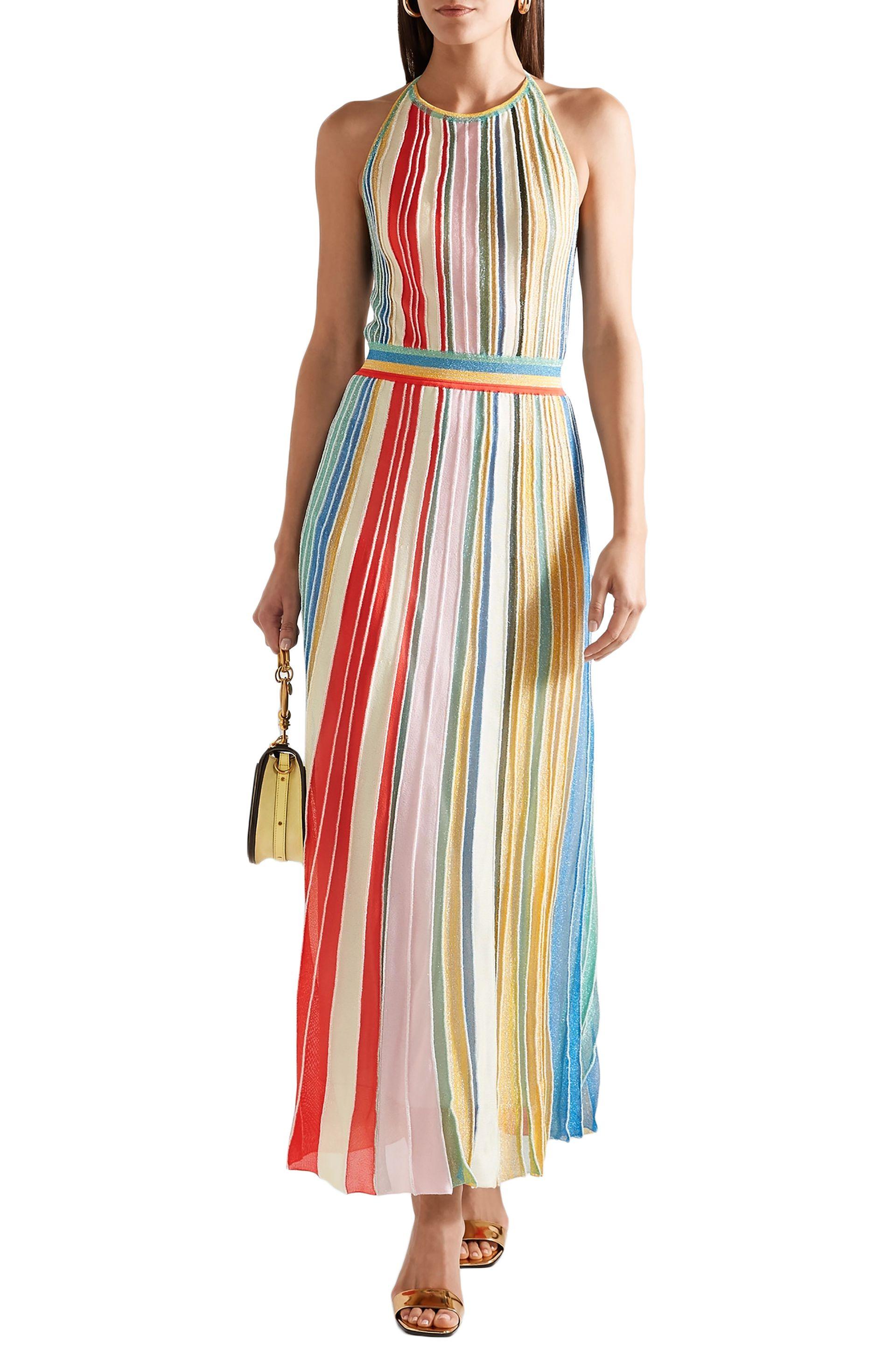 Missoni Woman Striped Metallic Stretch-knit Halterneck Dress Multicolor ...