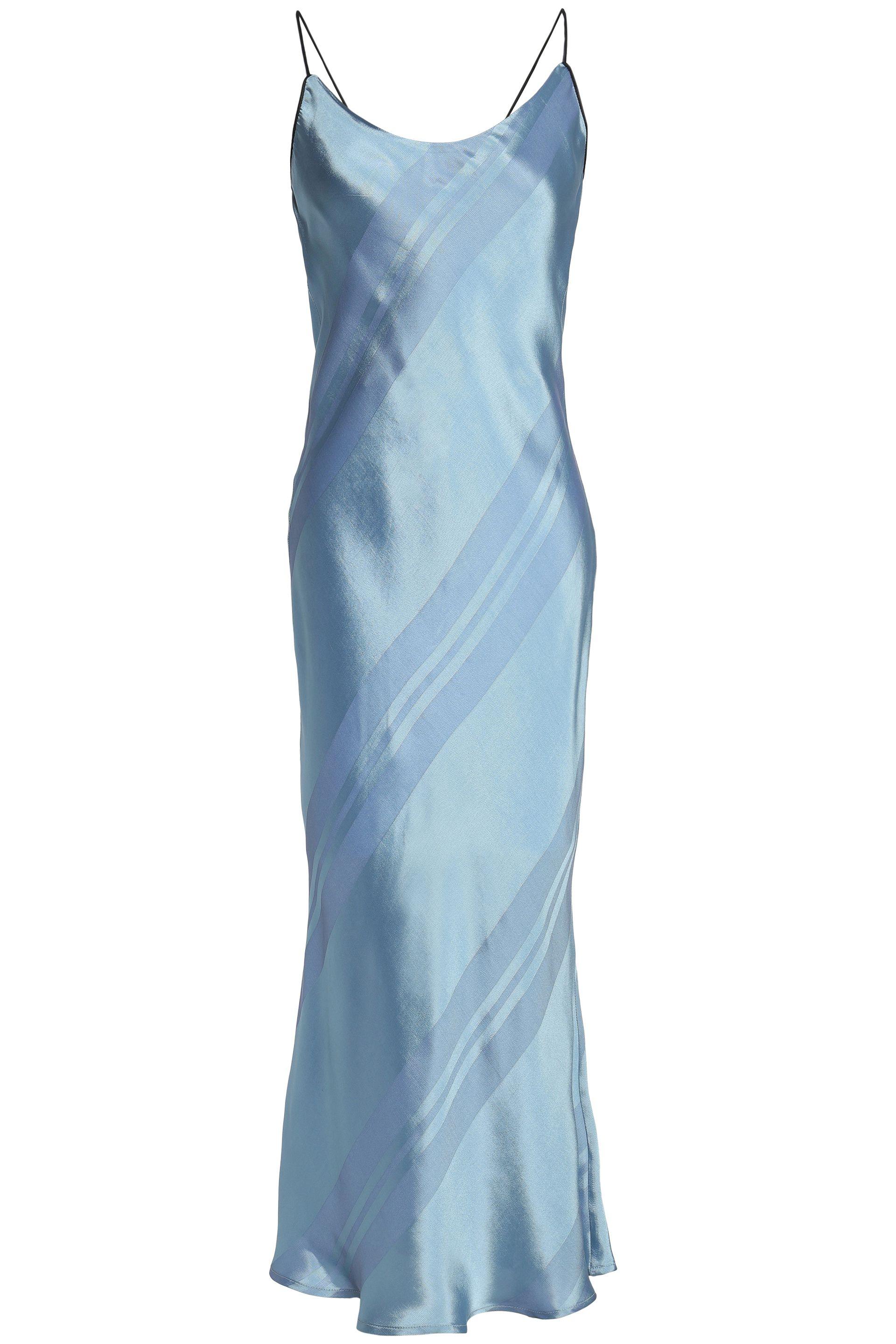 light blue silk slip dress