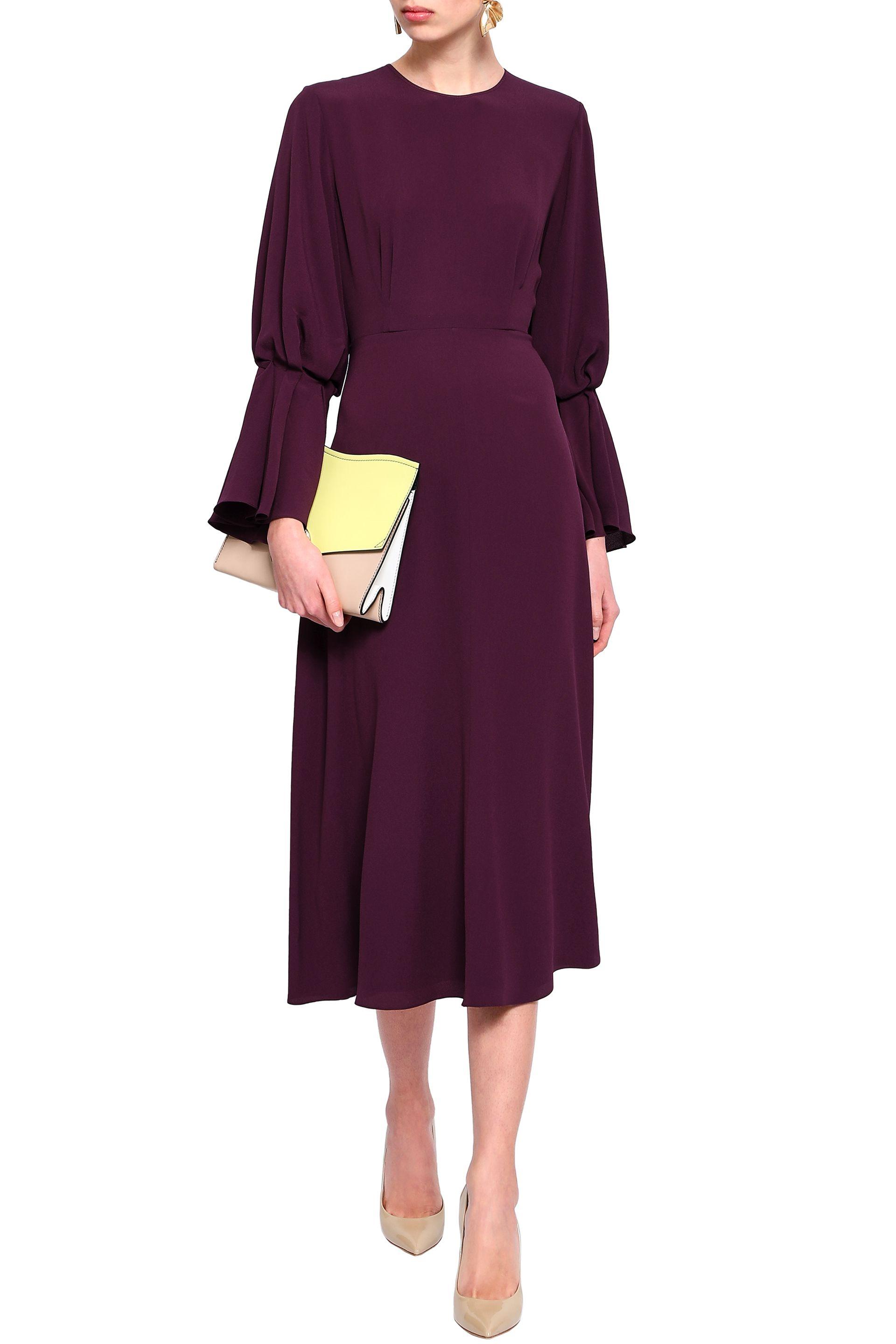 ROKSANDA Fluted Crepe Midi Dress in Purple | Lyst