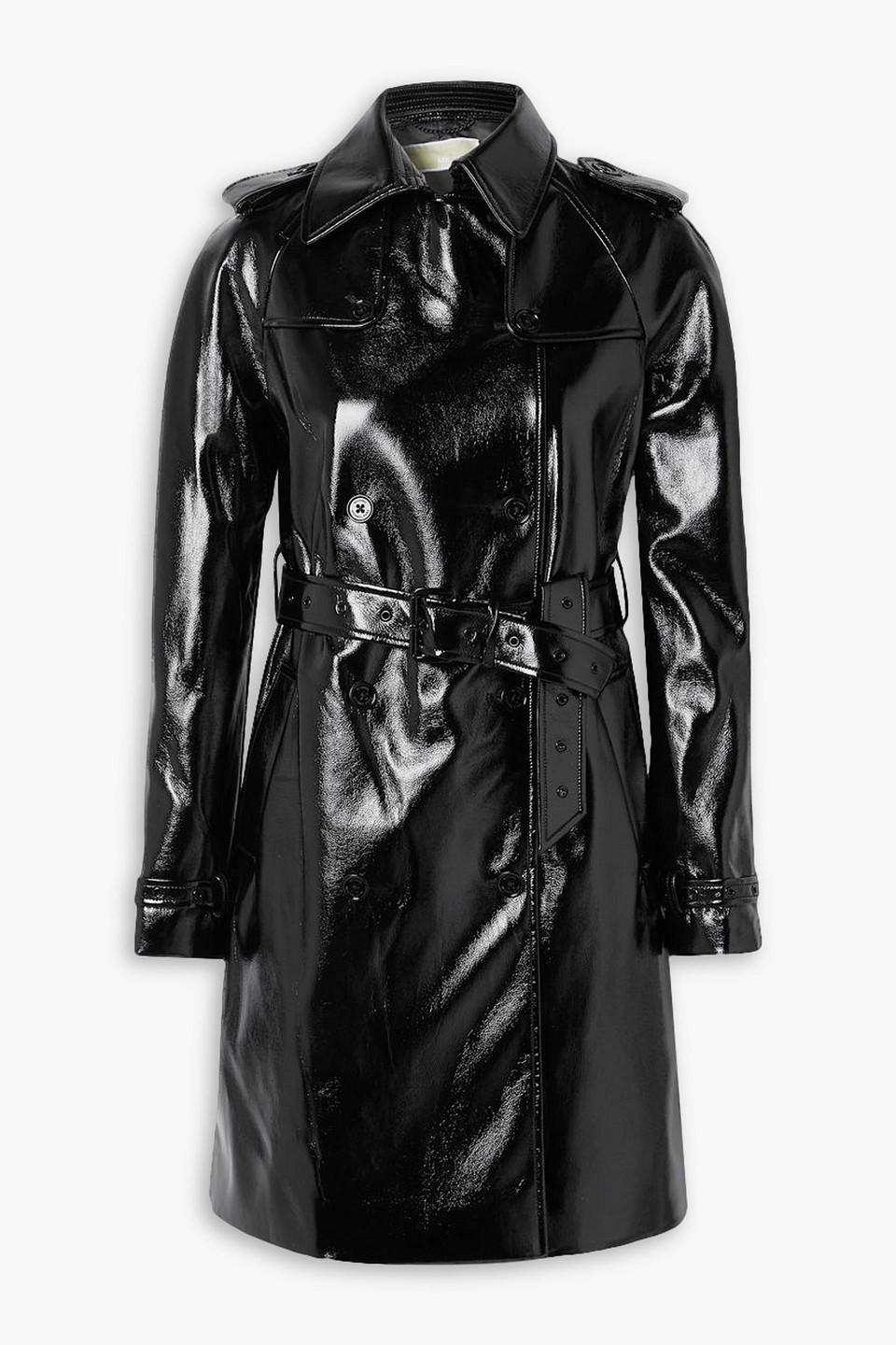 MICHAEL Michael Kors Belted Crinkled Faux Patent-leather Trench - Main Image