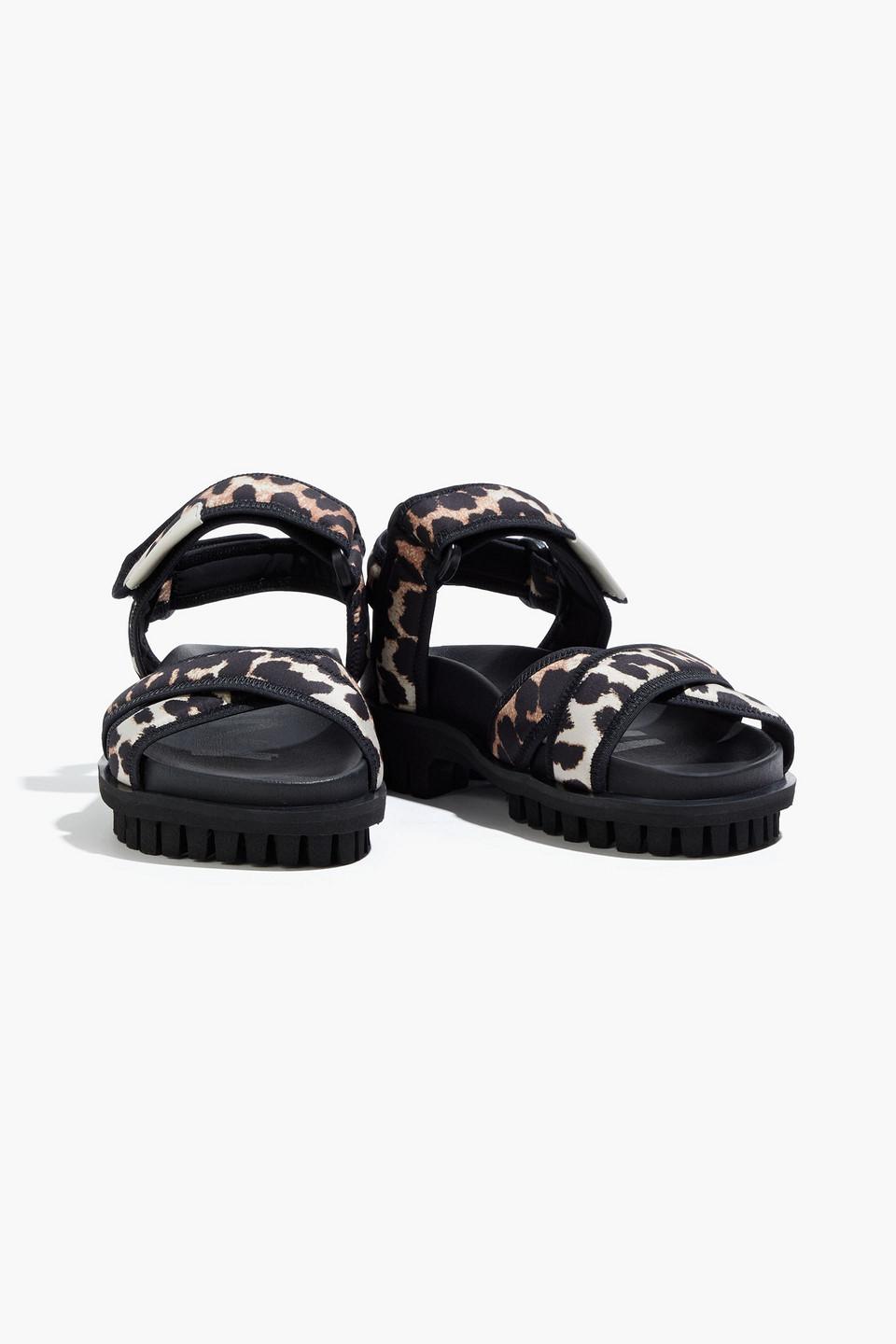 black leopard sandals
