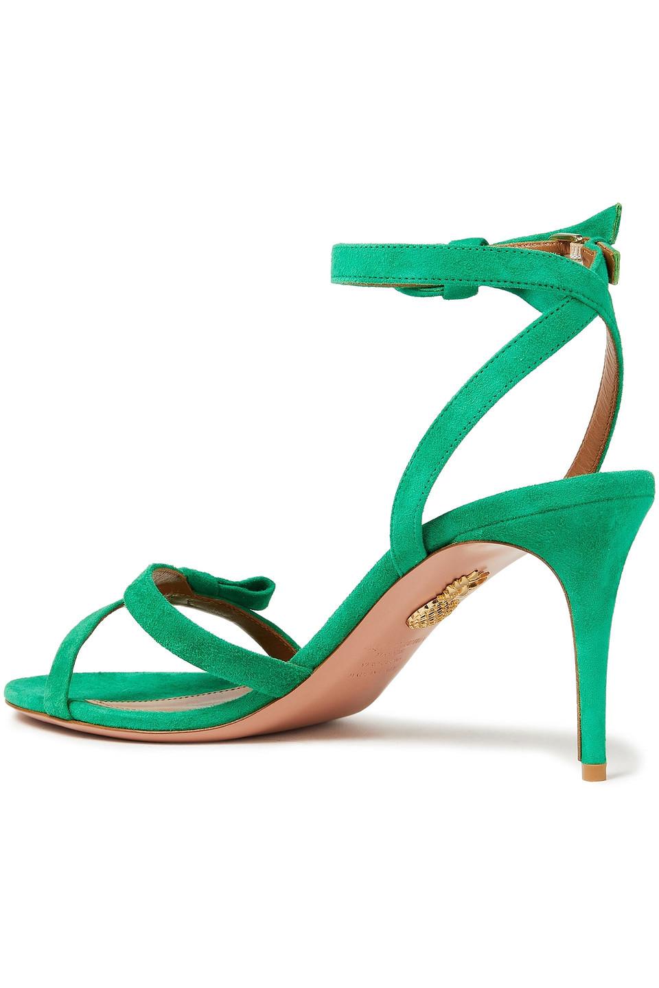 Aquazzura Passion 75 Knotted Suede Sandals in Green | Lyst