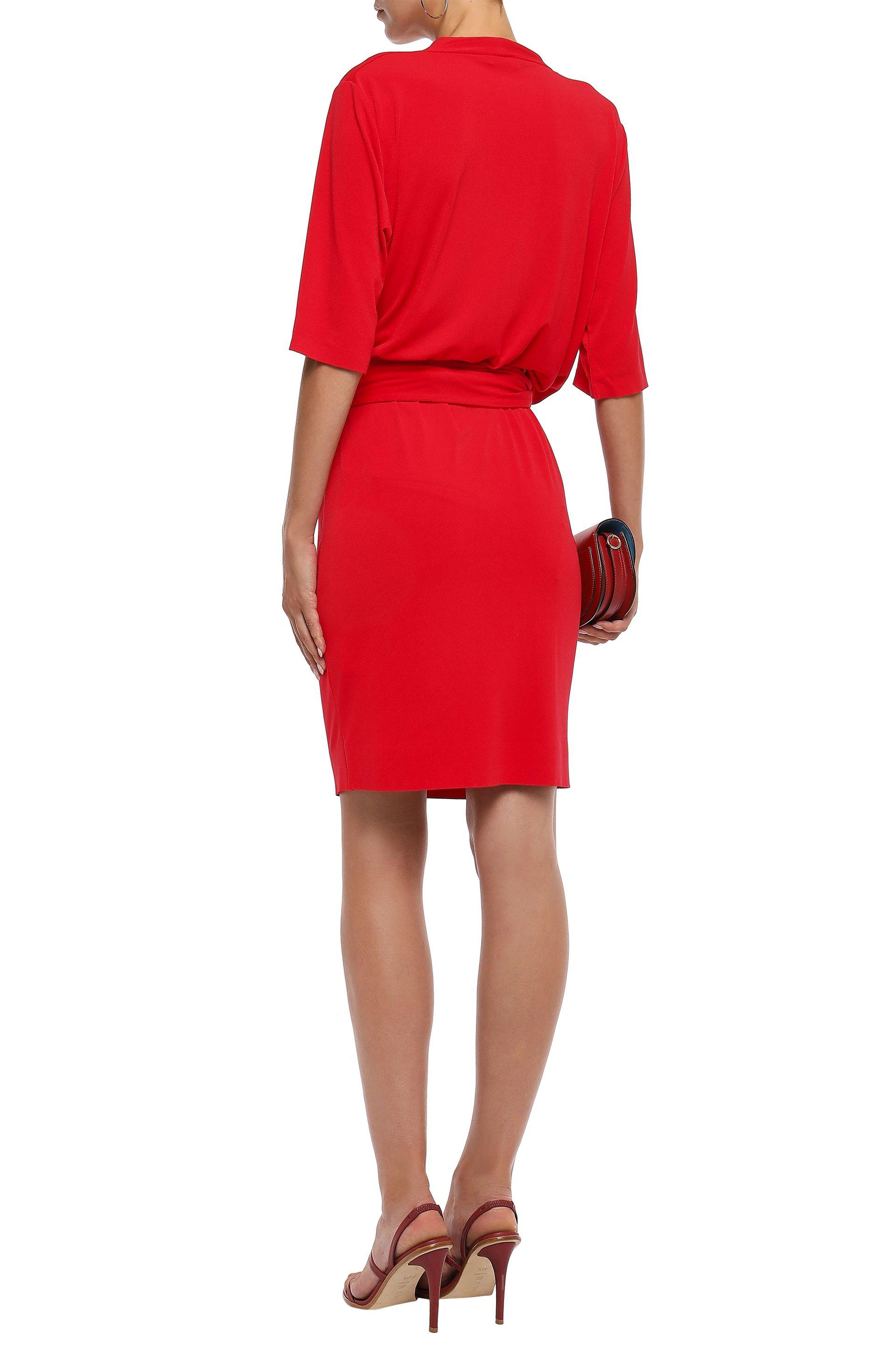 By Malene Birger Qizi Wrap-effect Stretch-crepe Dress Crimson in Red | Lyst  Canada