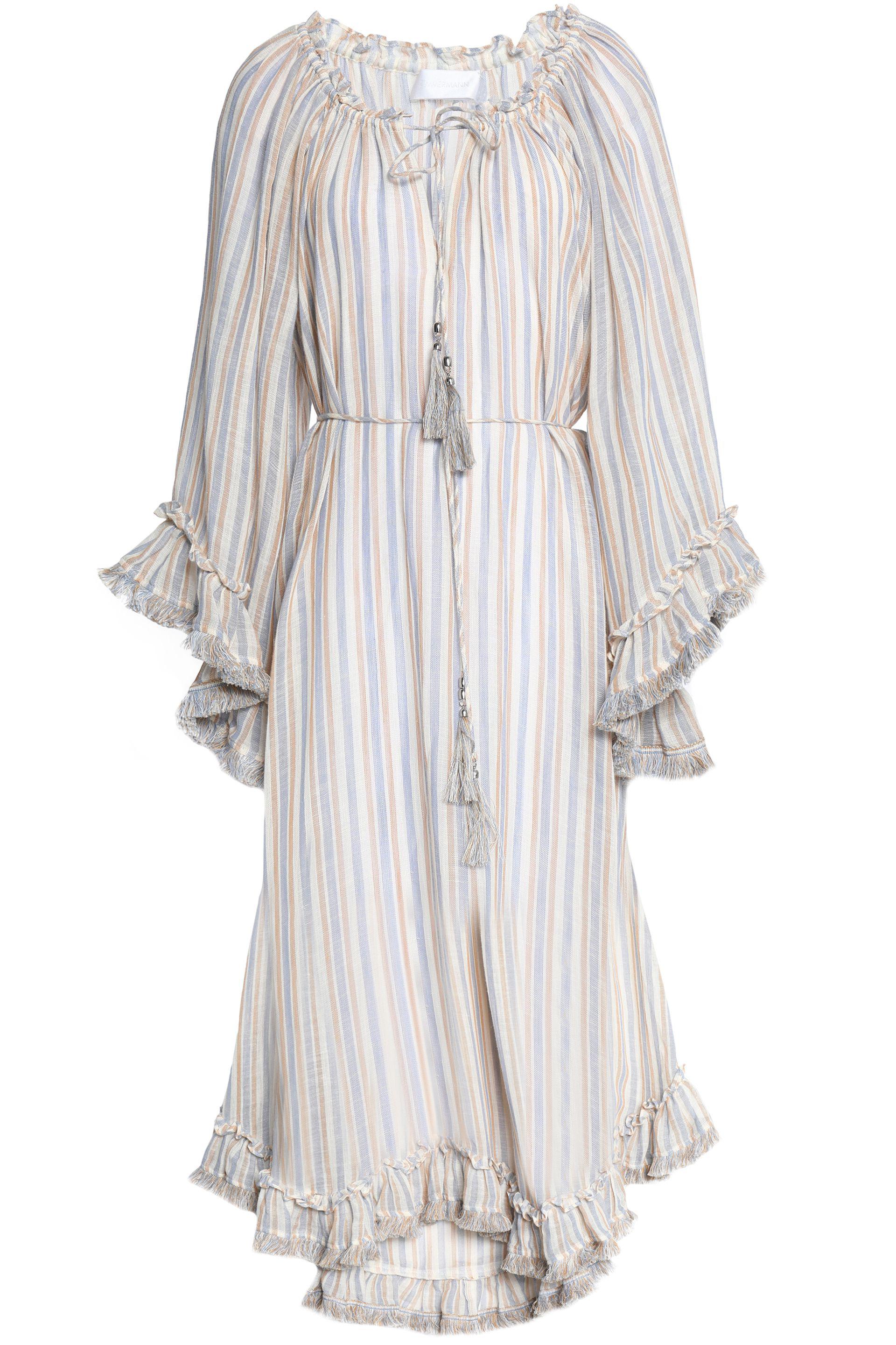 striped linen midi dress