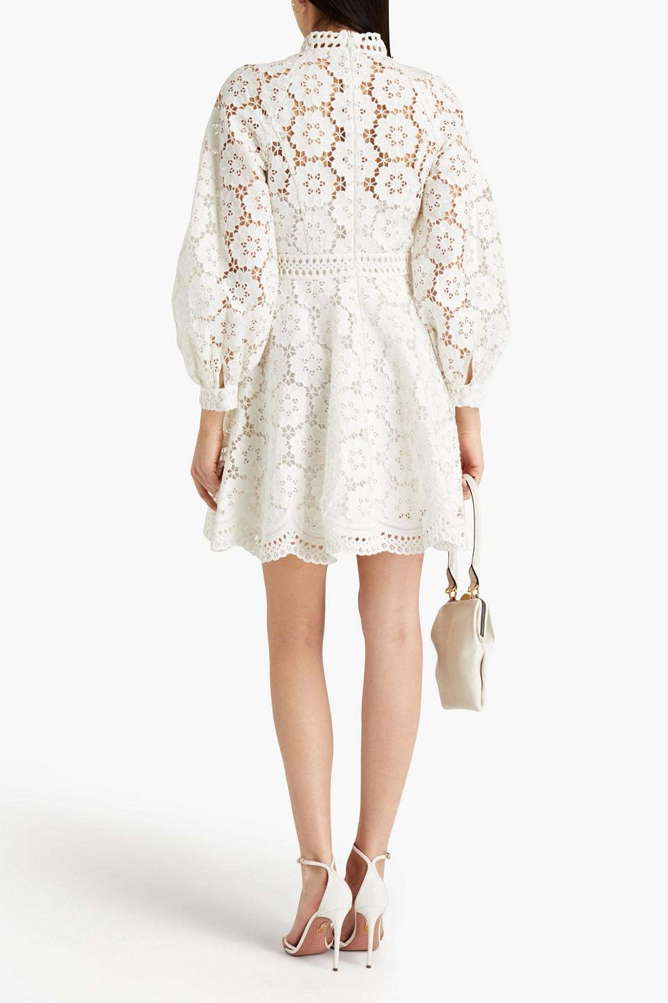 Zimmermann Linen And Cotton-blend Guipure Lace Mini Dress in White | Lyst Zimmermann Linen And Cotton-blend Guipure Lace Mini Dress in White | Lyst