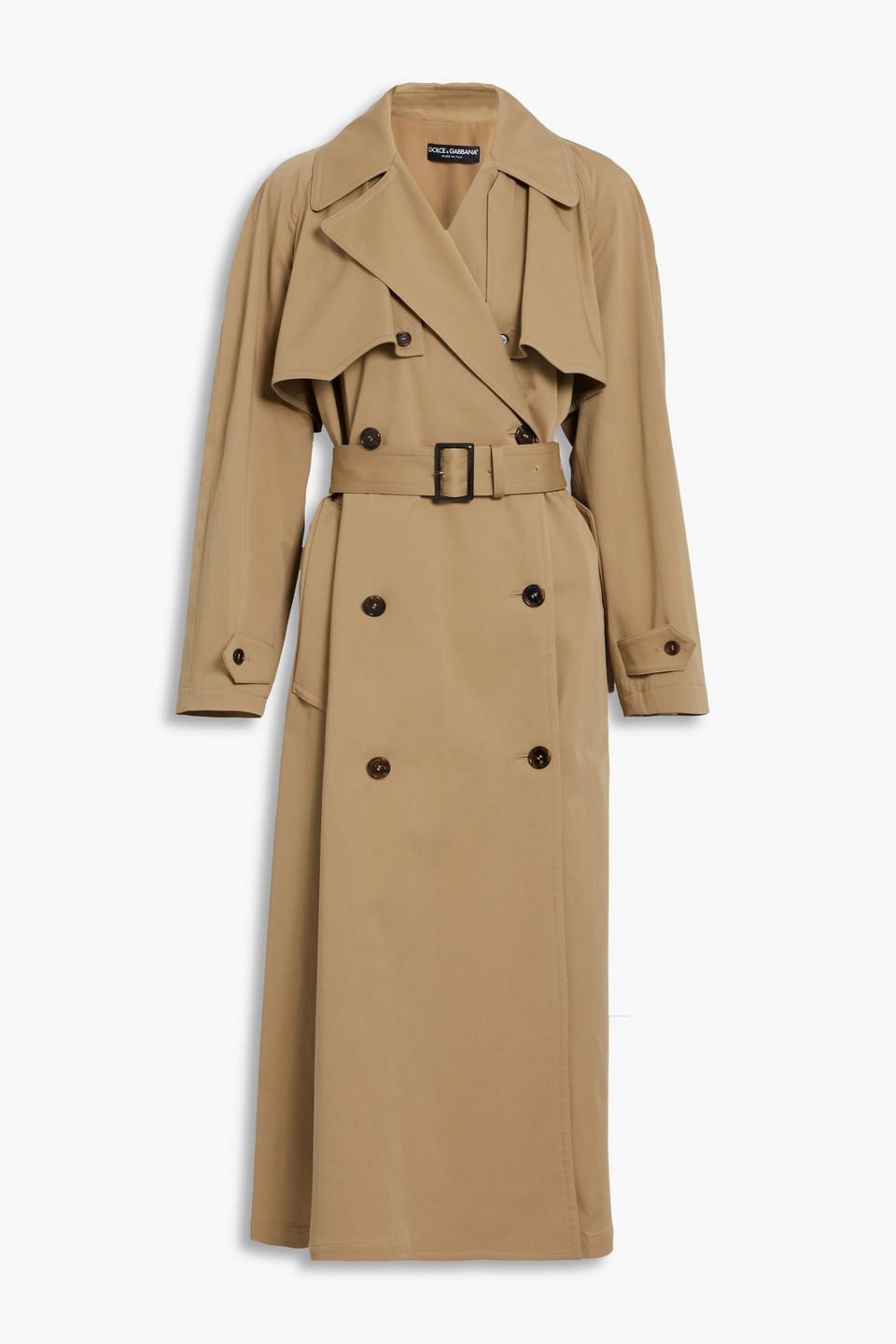 Dolce & Gabbana Belted Cotton-blend Gabardine Trench Coat in Natural | Lyst