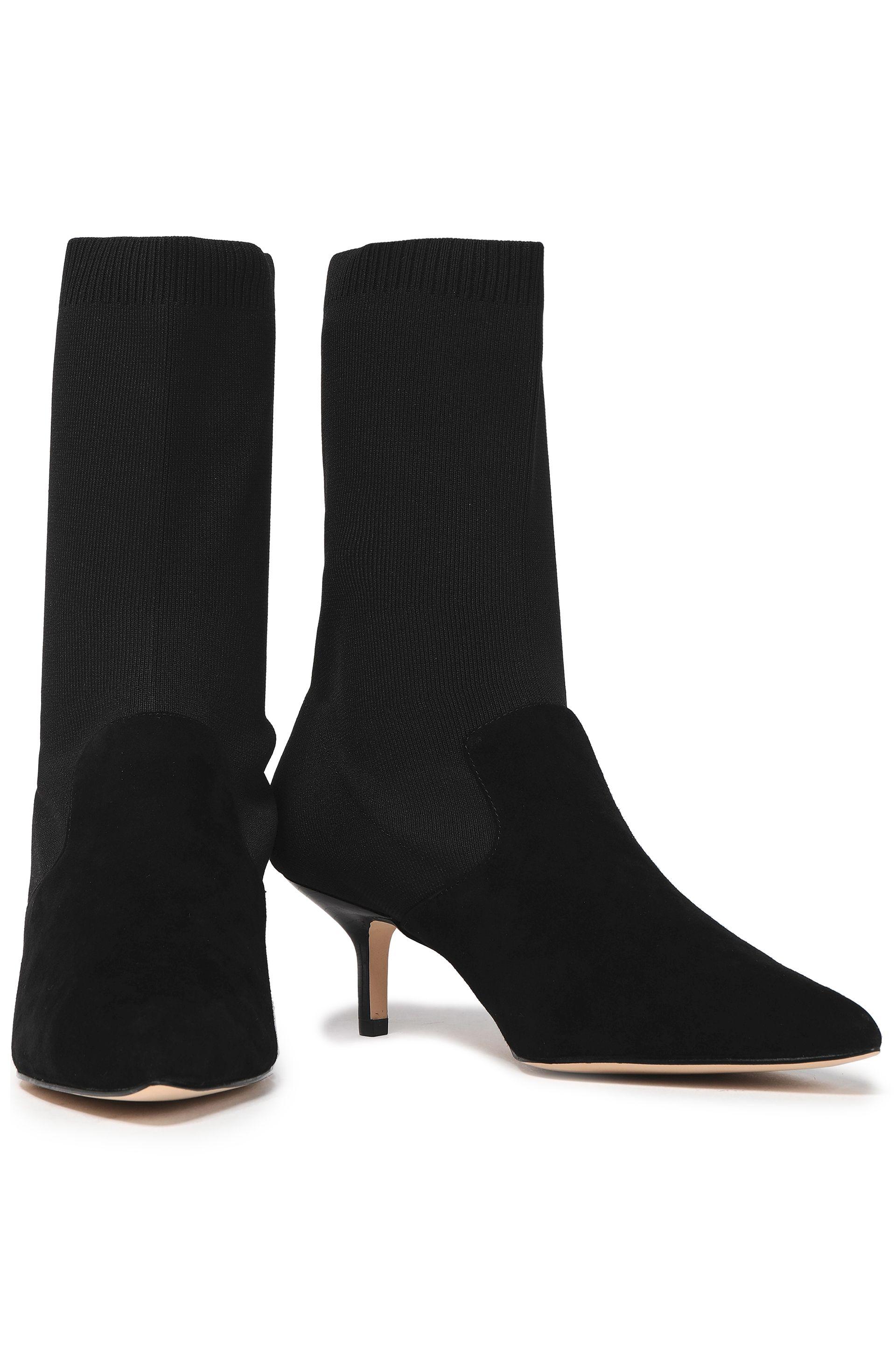 Halston Annalise Suede And Stretchknit Sock Boots Black Lyst