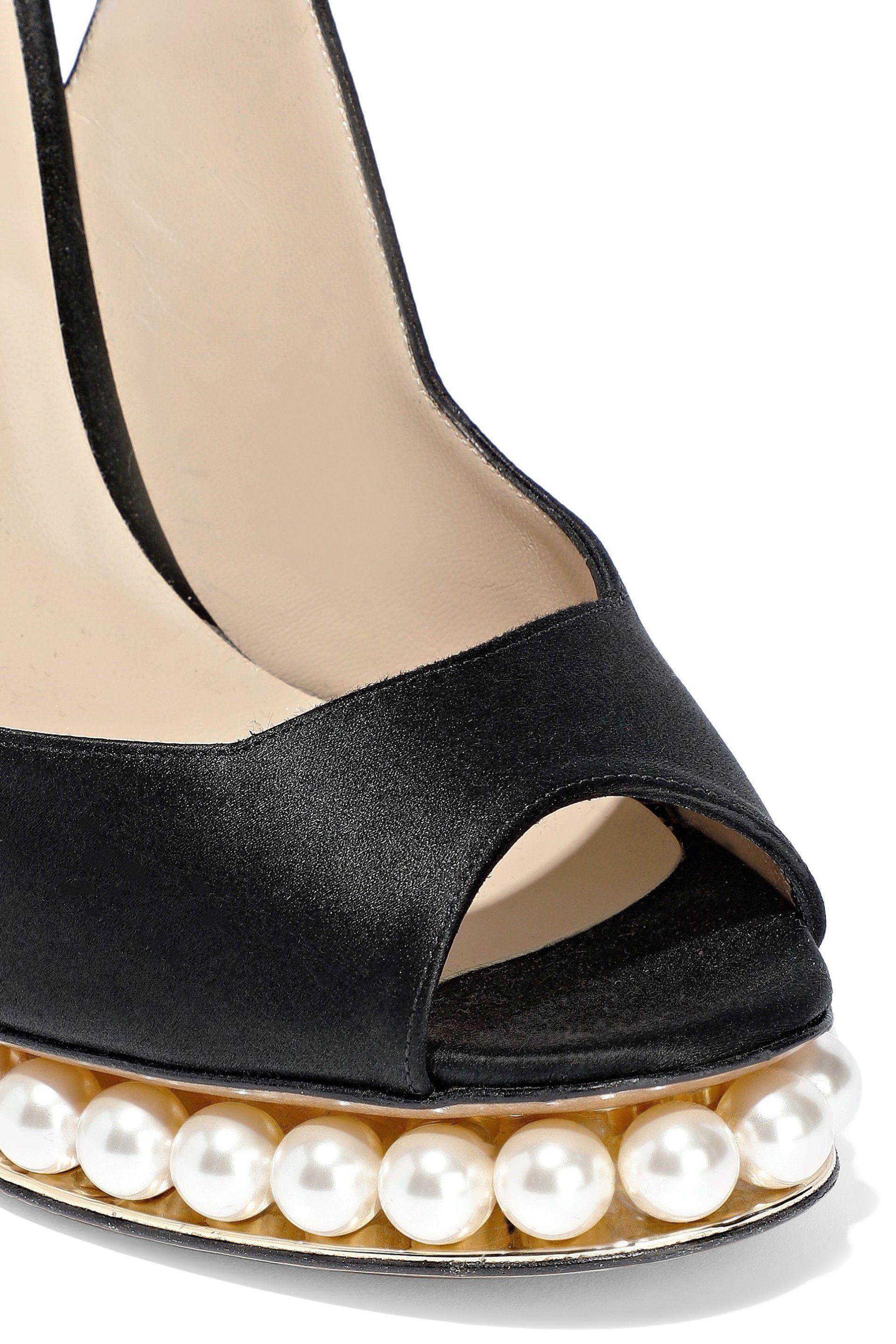 pearl embellished pumps