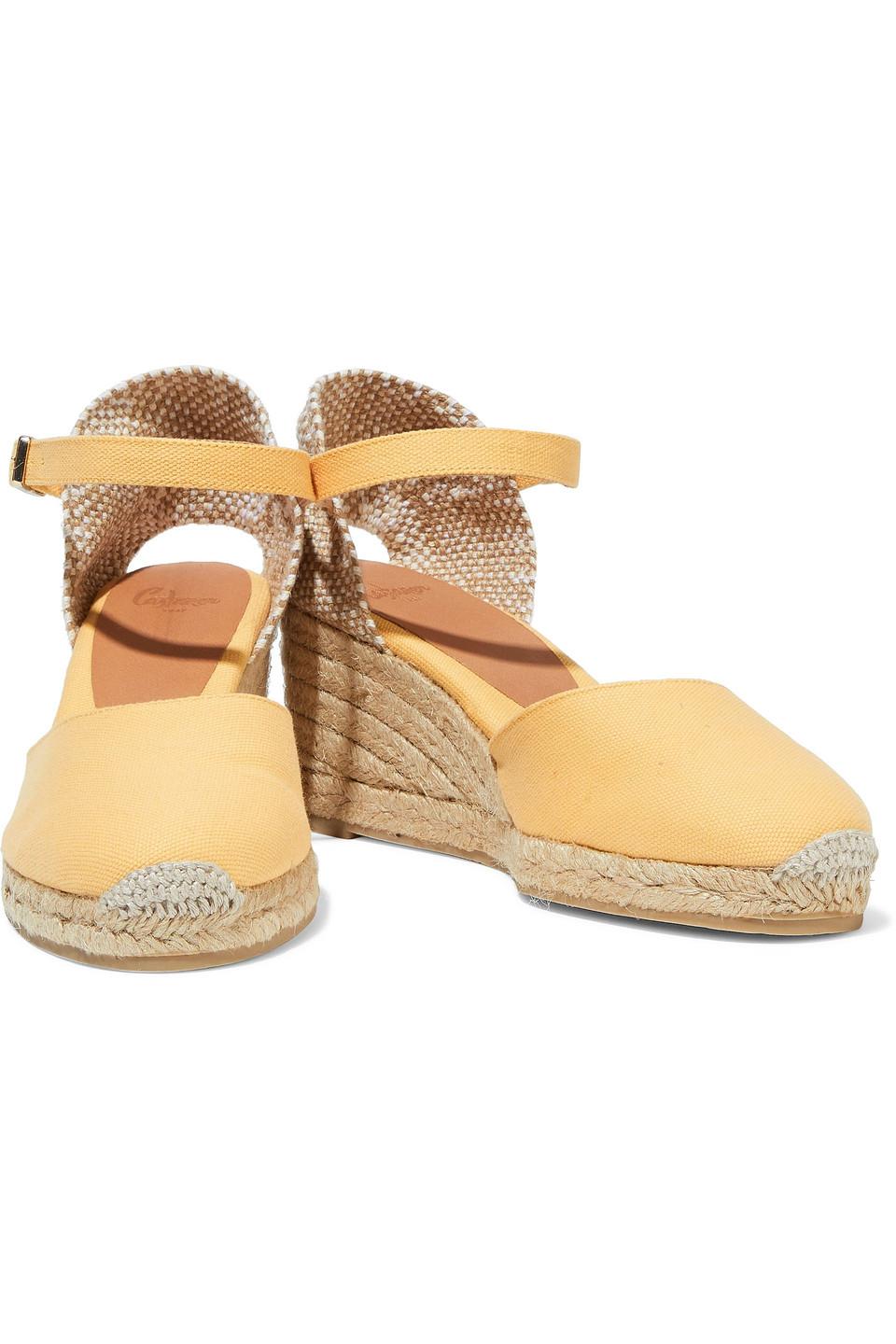 Castaner CastaÃ±er Carol Cotton-canvas Wedge Espadrilles Pastel Yellow - Lyst