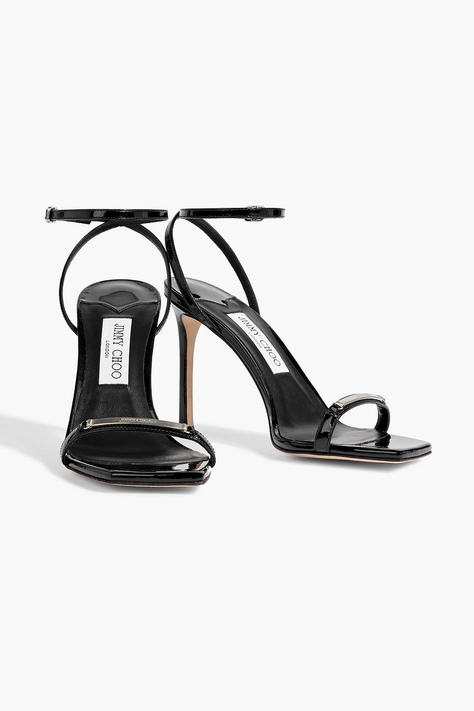 Jimmy Choo Jaxon 95 Embellished Patent-leather Sandals in