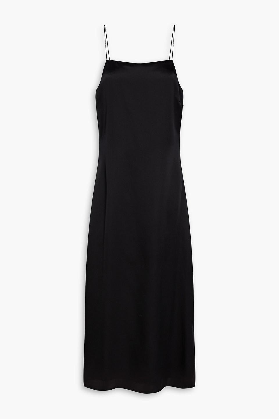 Holzweiler Eila Silk-satin Midi Slip Dress in Black | Lyst