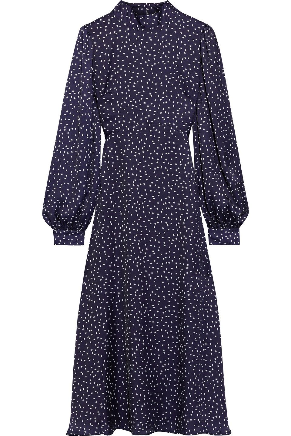 Navy polka dot clearance midi dress