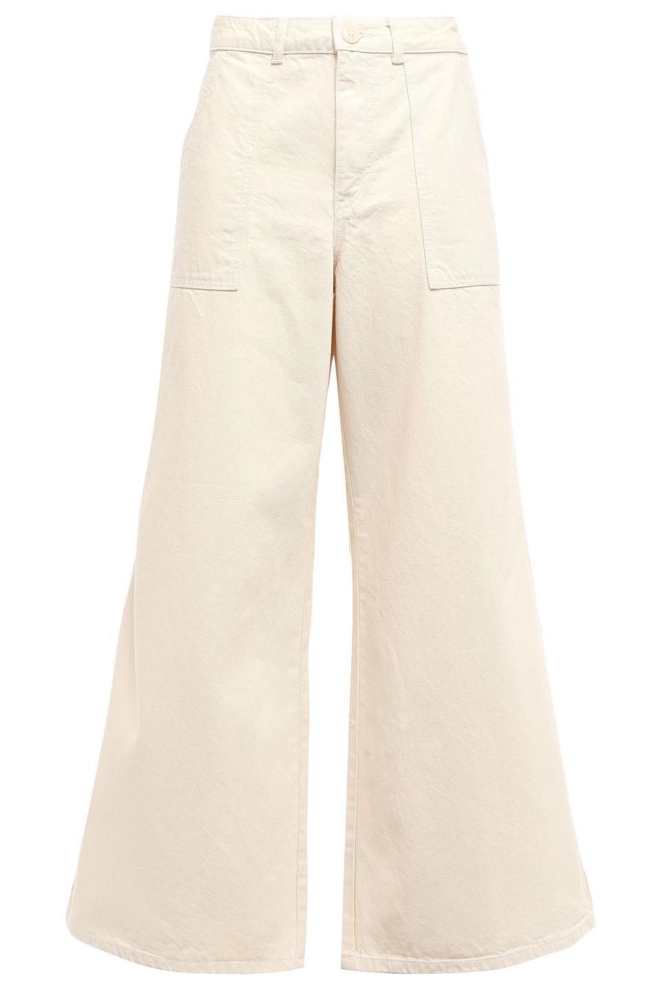Ganni Denim Bluebell High-rise Wide-leg Jeans Cream in Natural - Lyst