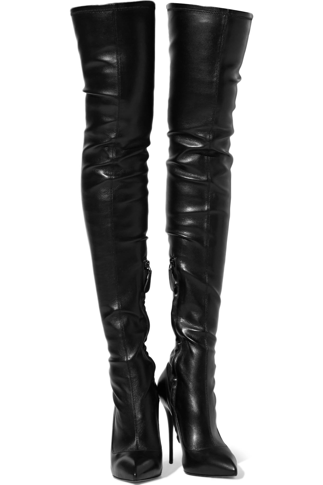 Alexander McQueen Leather Over-the-knee Boots in Black - Lyst