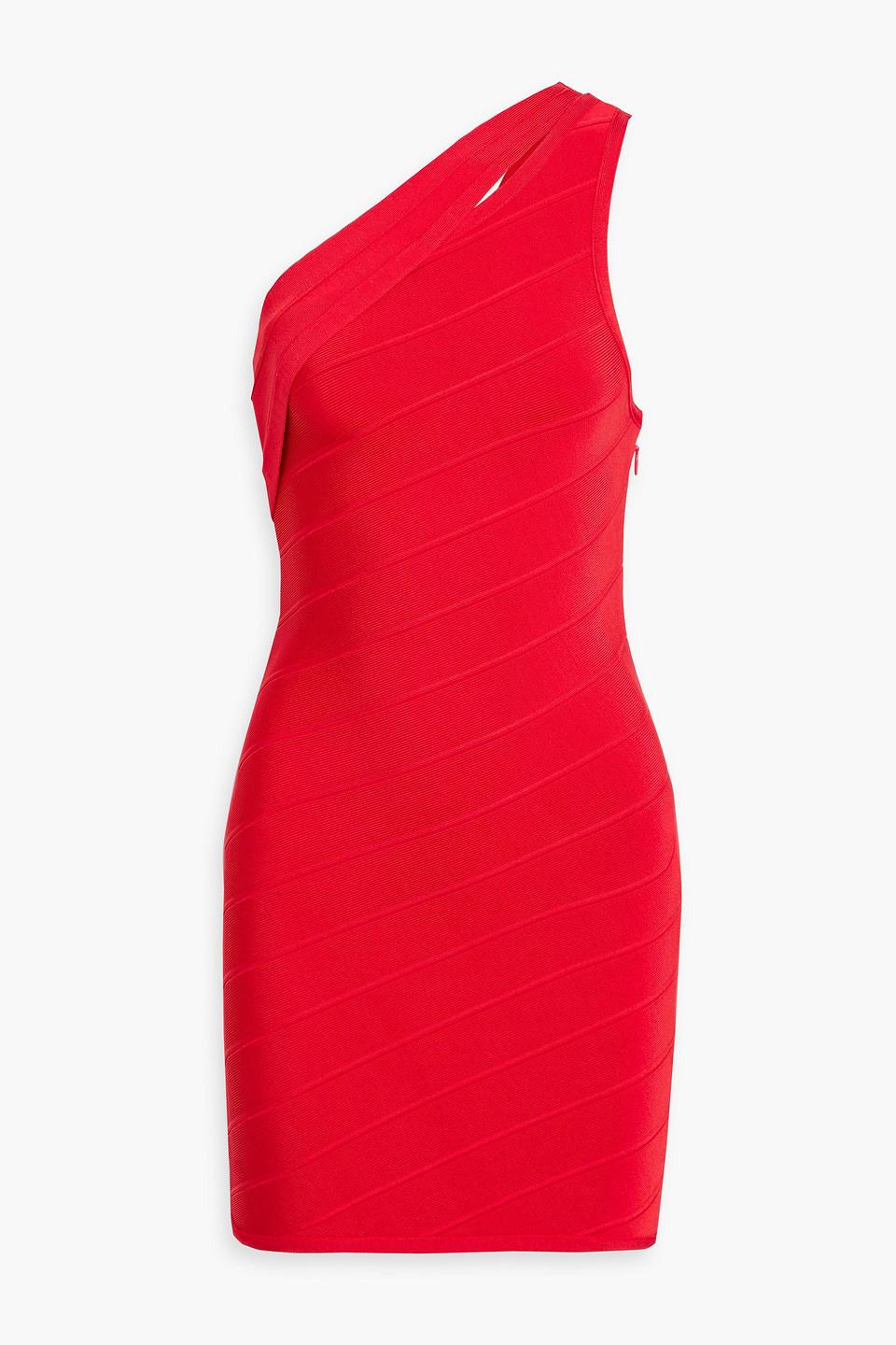 Herv Lger Molly One-Shoulder Bandage Mini Dress in Red | Lyst