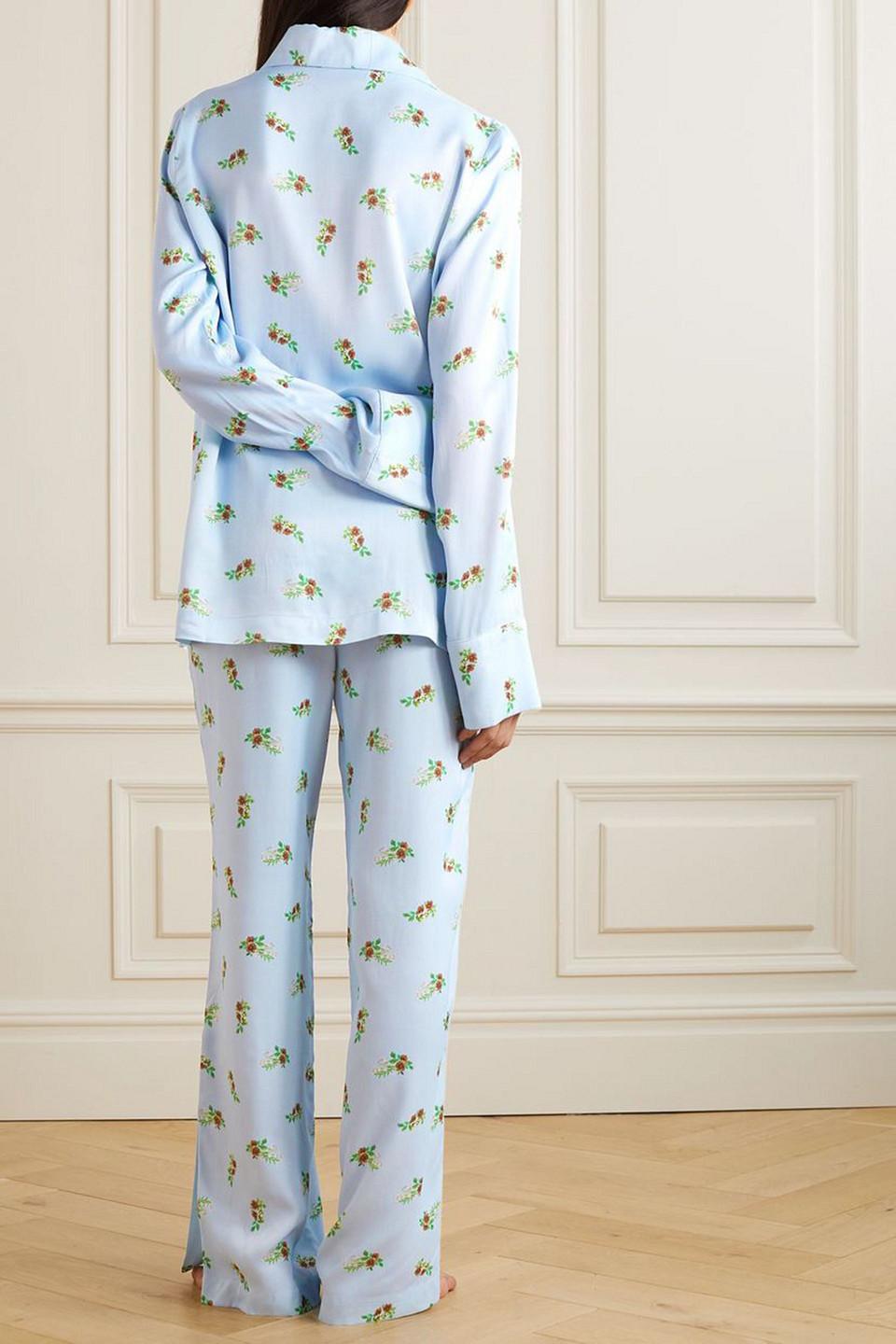 Floral print silk pajamas sale