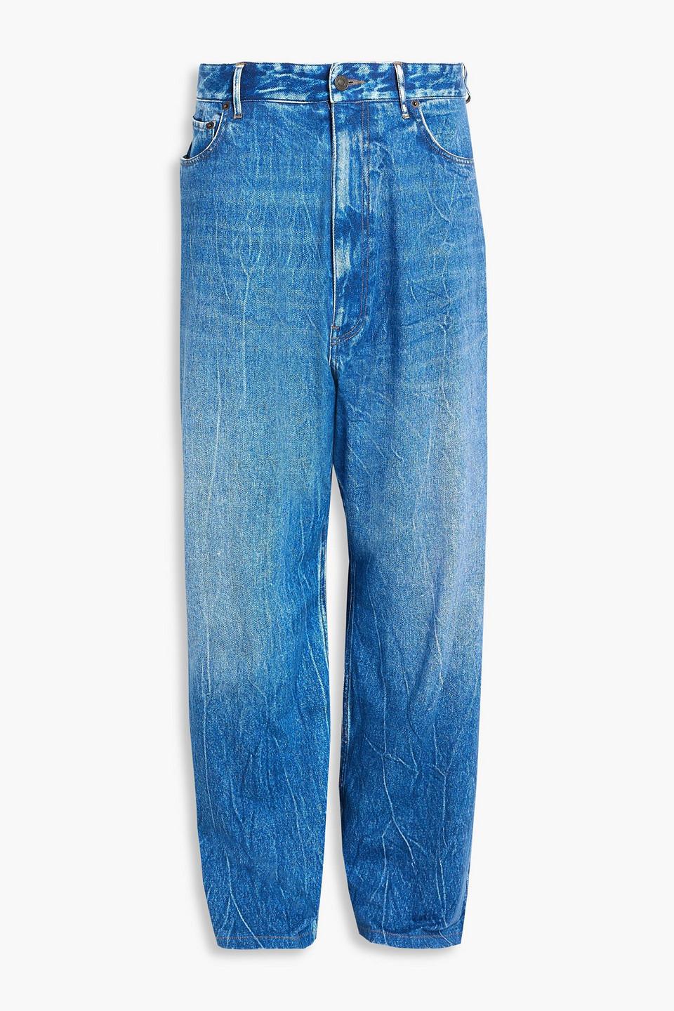 Balenciaga Denim-effect Cotton-jersey Sweatpants in Blue for Men