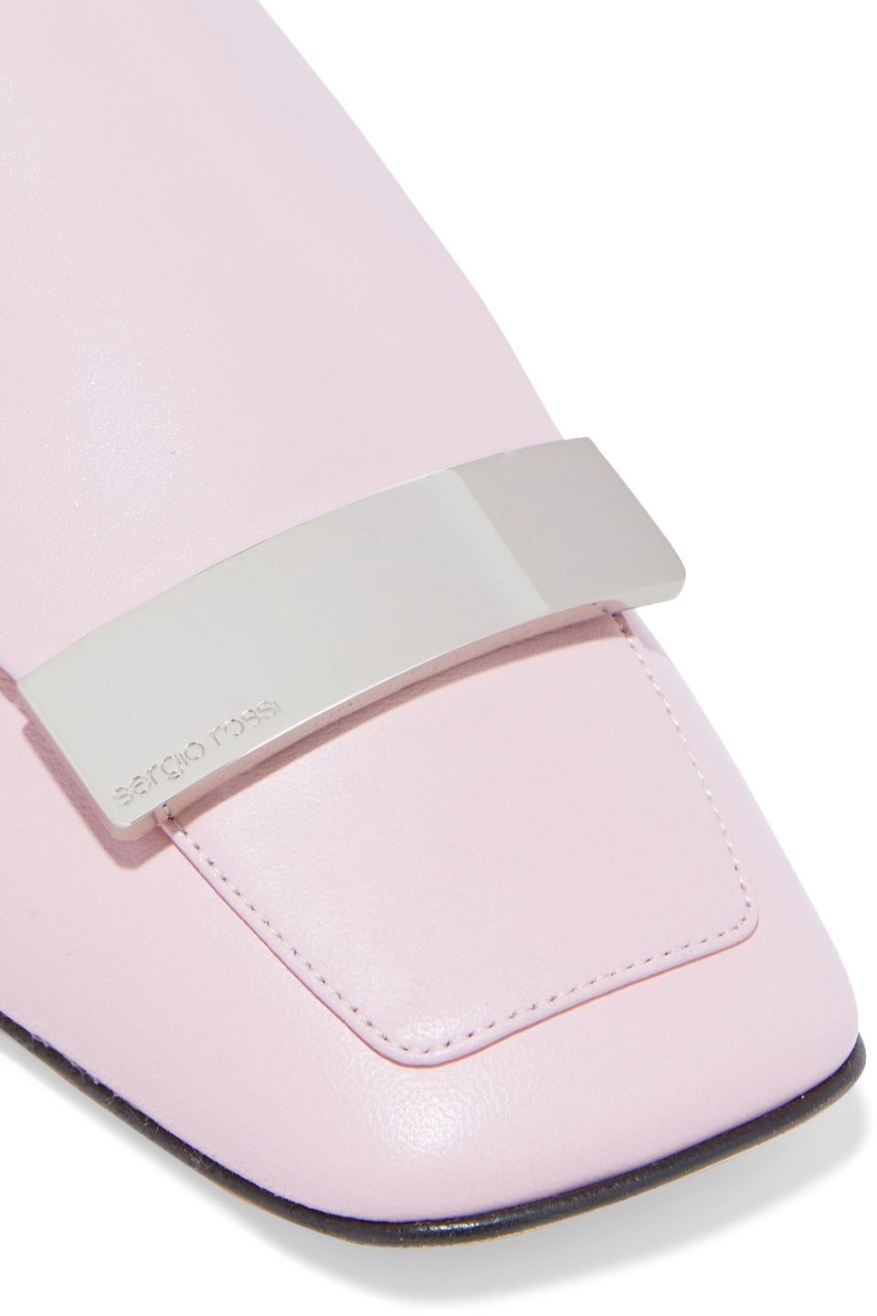 Sergio Rossi Sr1 Leather Collapsible-heel Loafers in Pastel Pink 