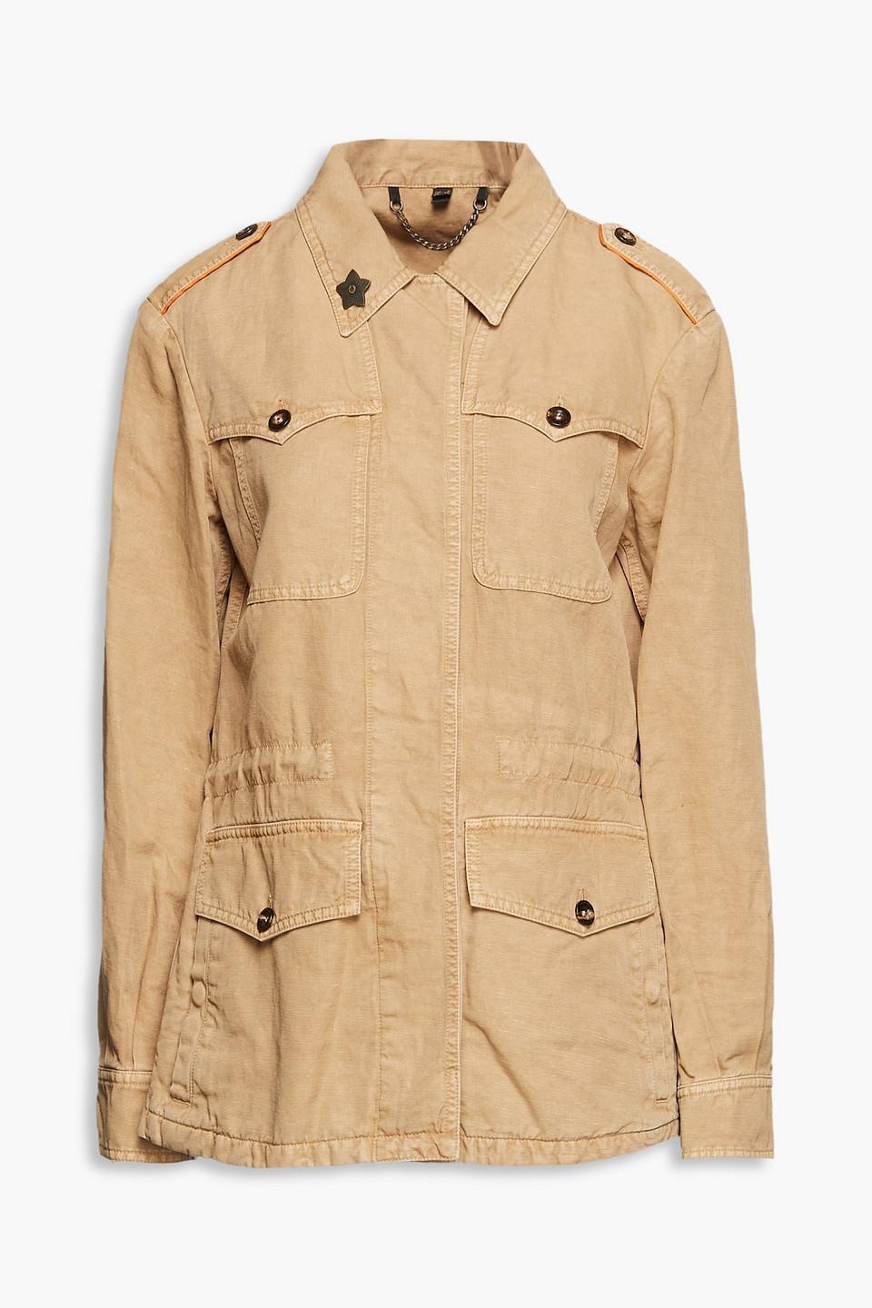 Belstaff Embellished Cotton And Linen-blend Twill Jacket in Natural | Lyst  Canada