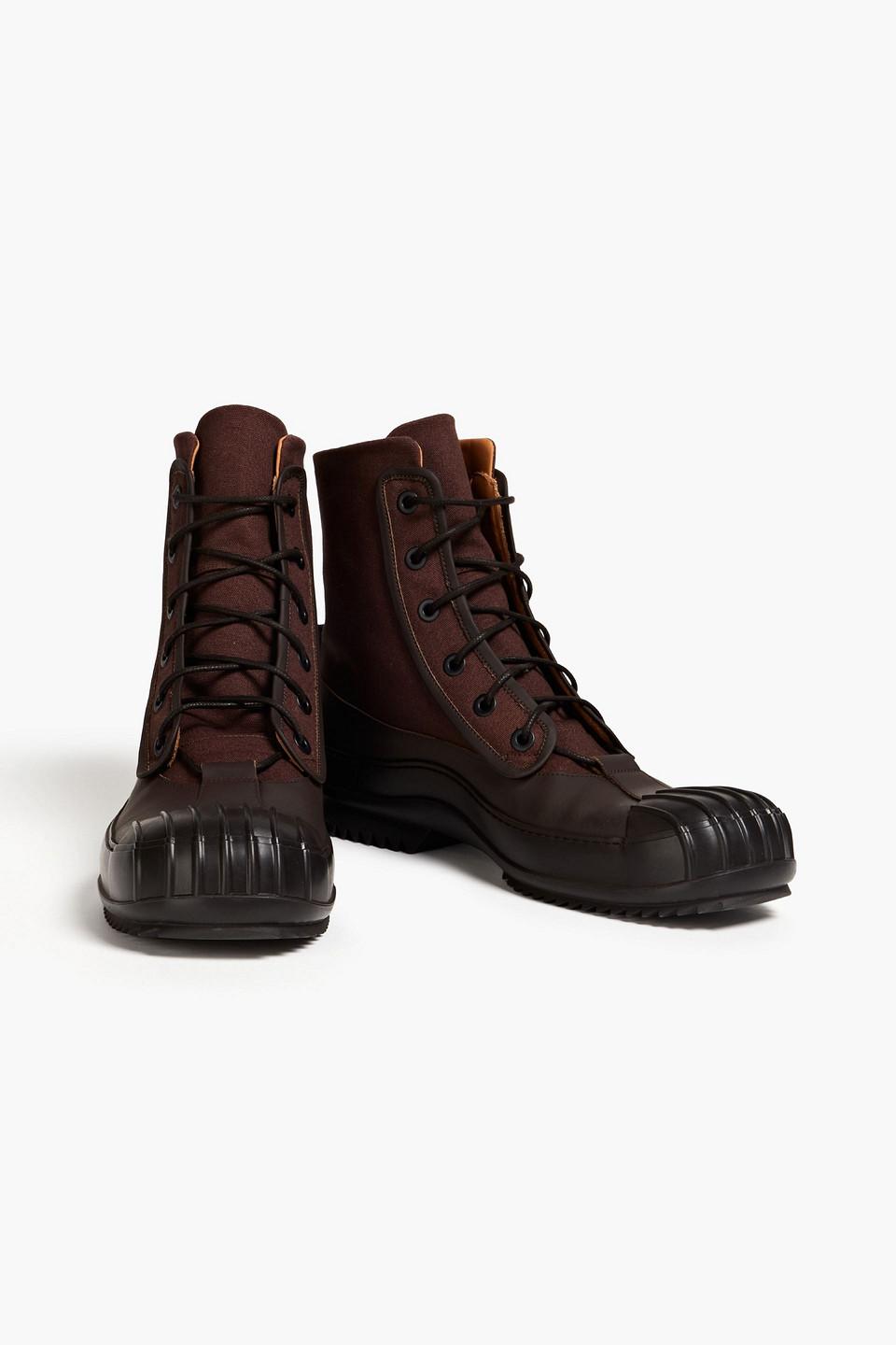 Mens leather and canvas boots clearance