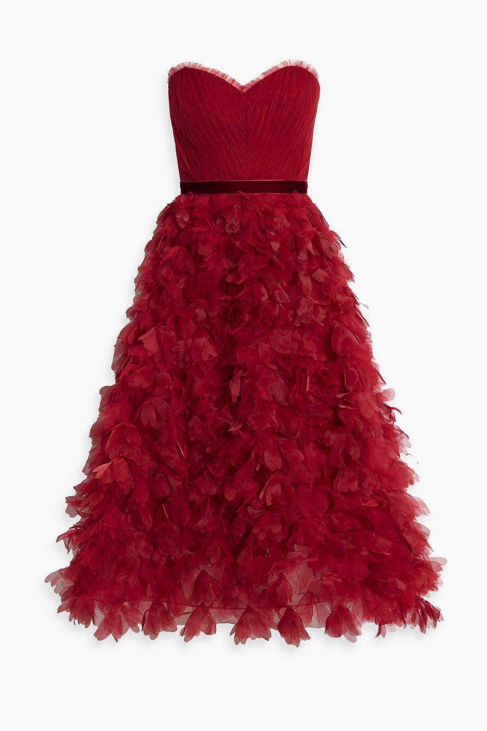 strapless open back dress Red Mandarin Duck Chinese Wedding Bridal Mesh Veil main image 1