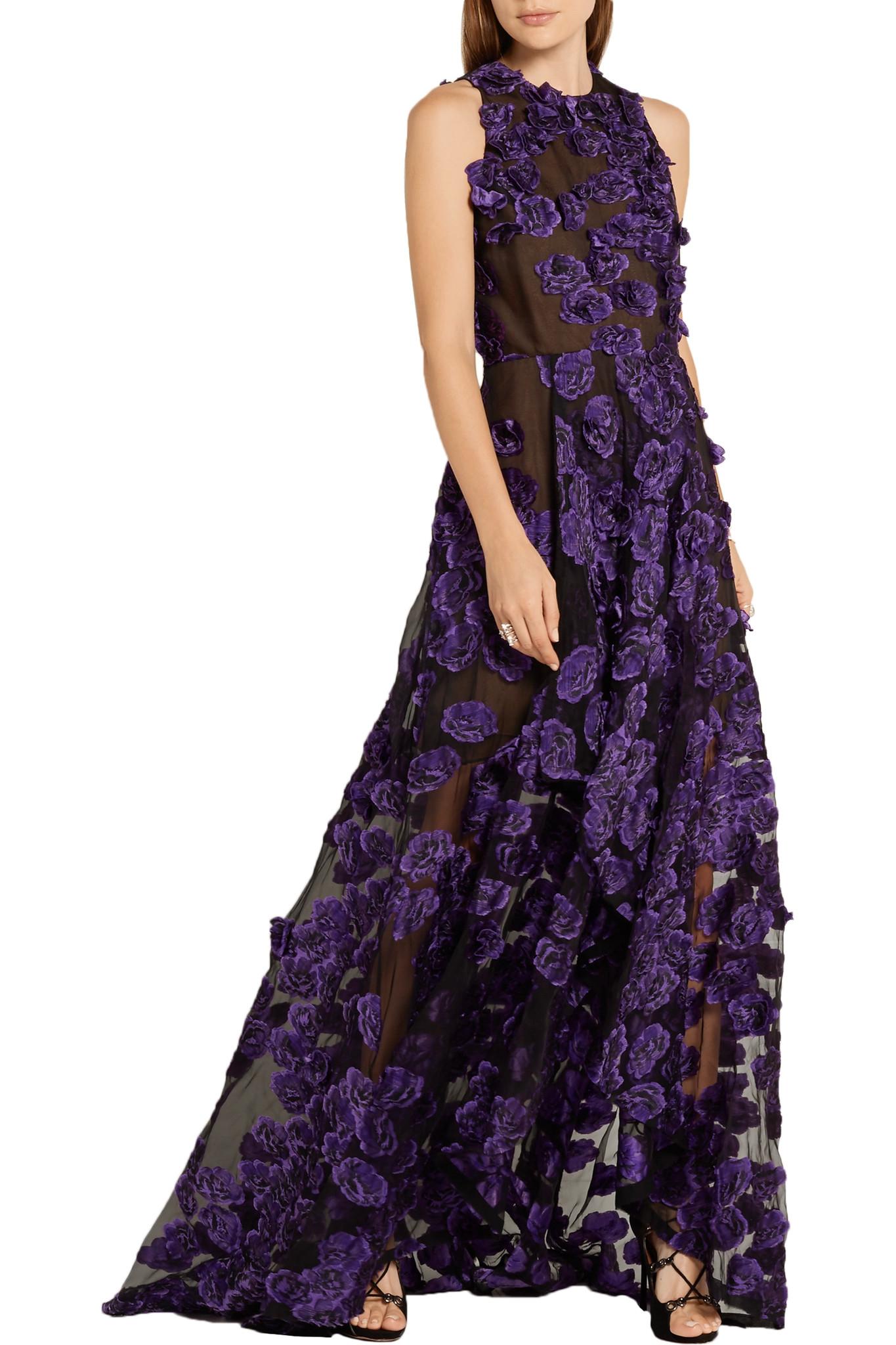 jason wu purple dress Jason Wu Collection - Asymmetric Floral-print Stretch-jersey Dress