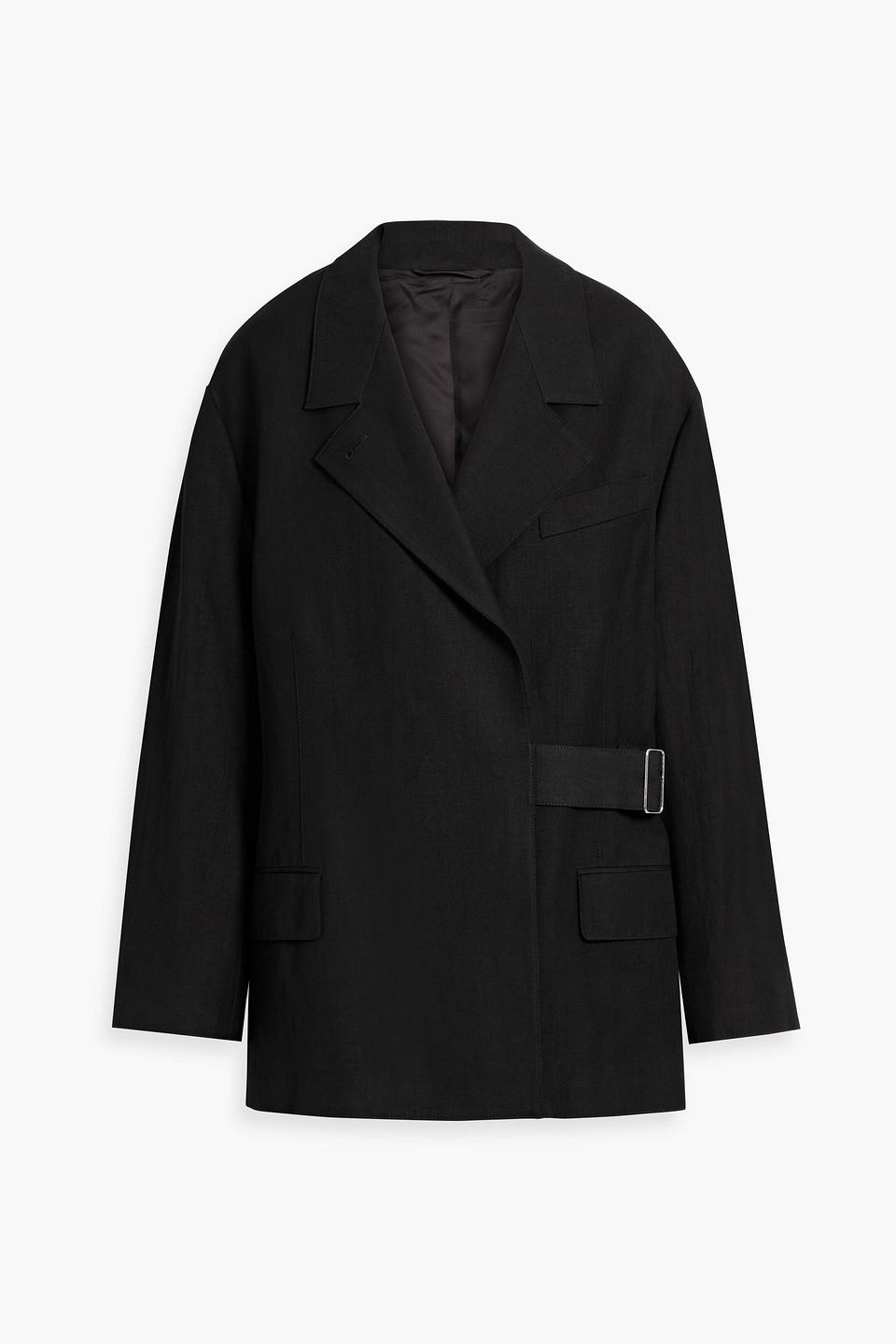 Acne Studios Belted Wool And Hemp blend Twill Blazer in Black Lyst