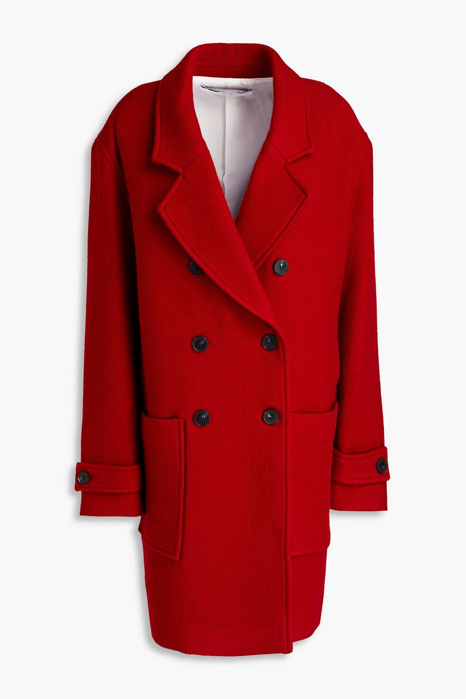 IRO Jaliah Oversized Brushed Wool-blend Coat in Red | Lyst UK