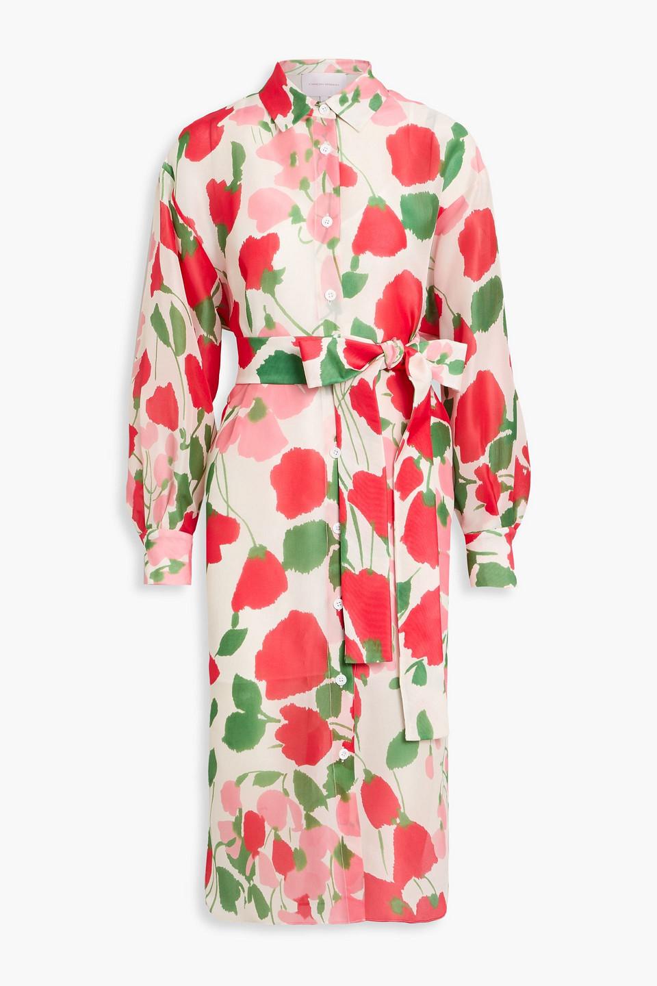carolina herrera red shirt dress Floral cotton-blend shirt dress in red - Carolina Herrera