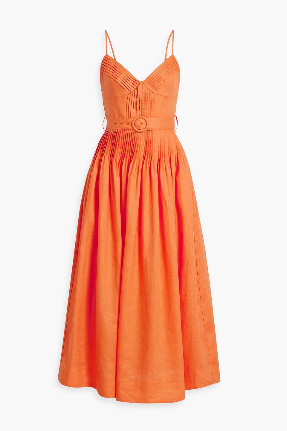 Nicholas Mireille Belted Linen Maxi Dress in Orange Lyst
