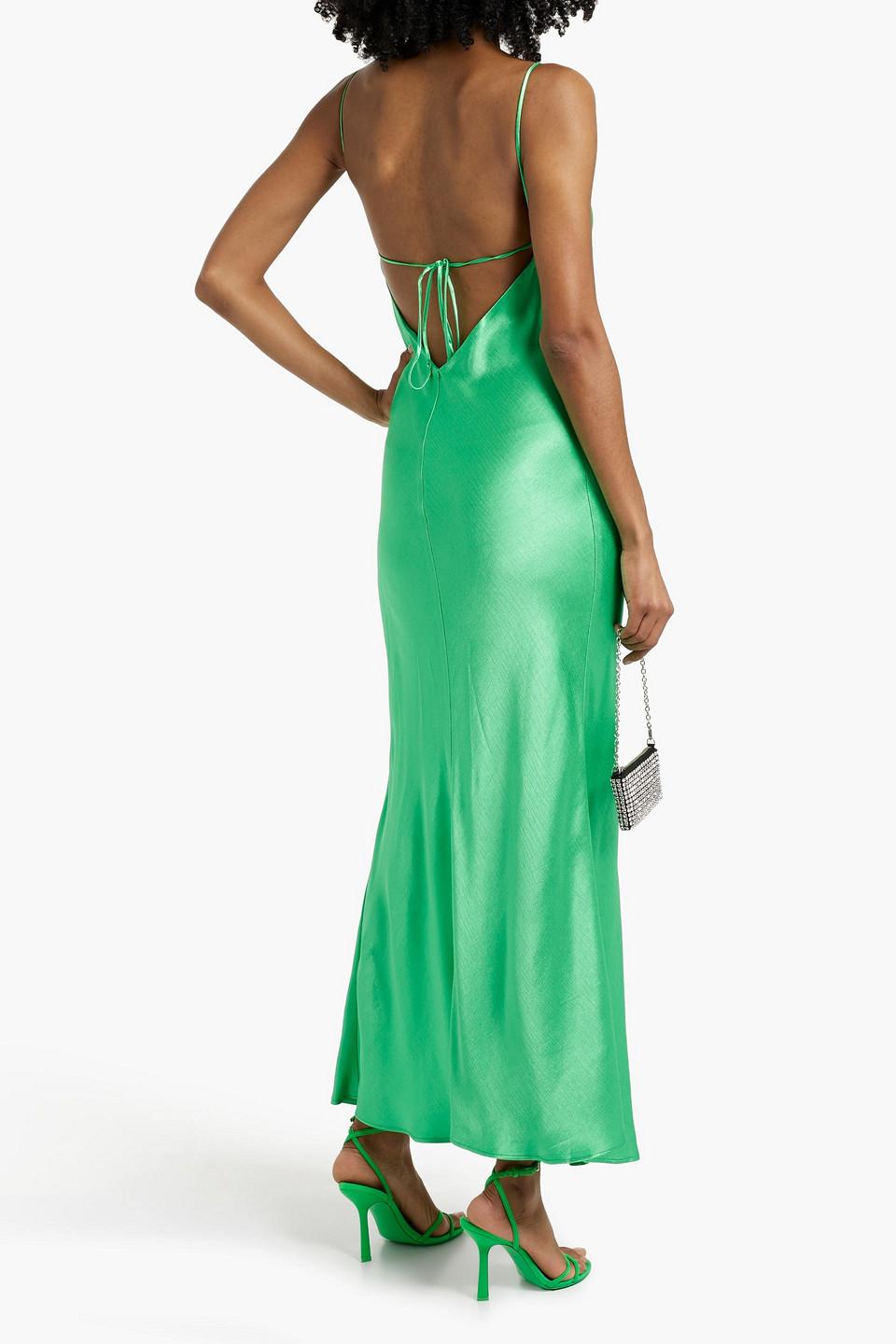 green emerald velvet dress Bec and Bridge Ren Split Maxi Dress in Seafoam Green – Coco & Lola