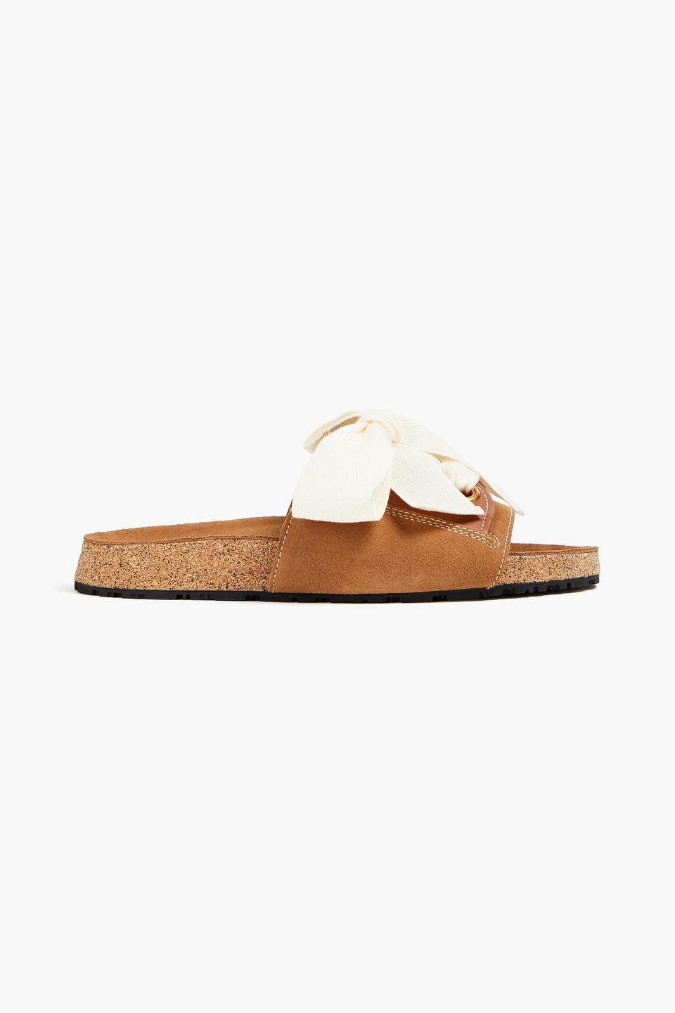 Zimmermann Bowdetailed Leather And Suede Slides