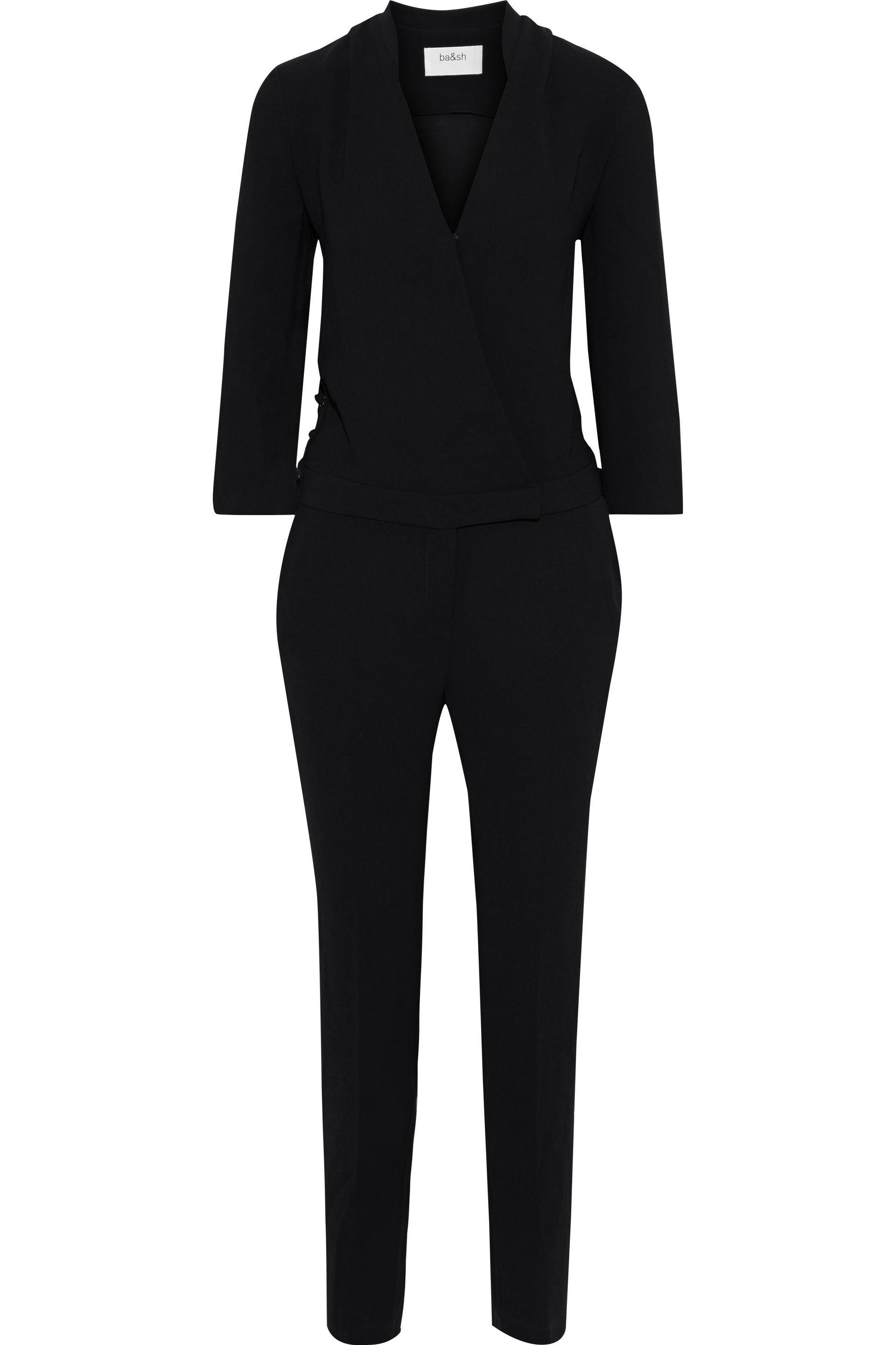 Ba&sh Synthetic Chiara Lace-up Crepe Jumpsuit Black - Lyst