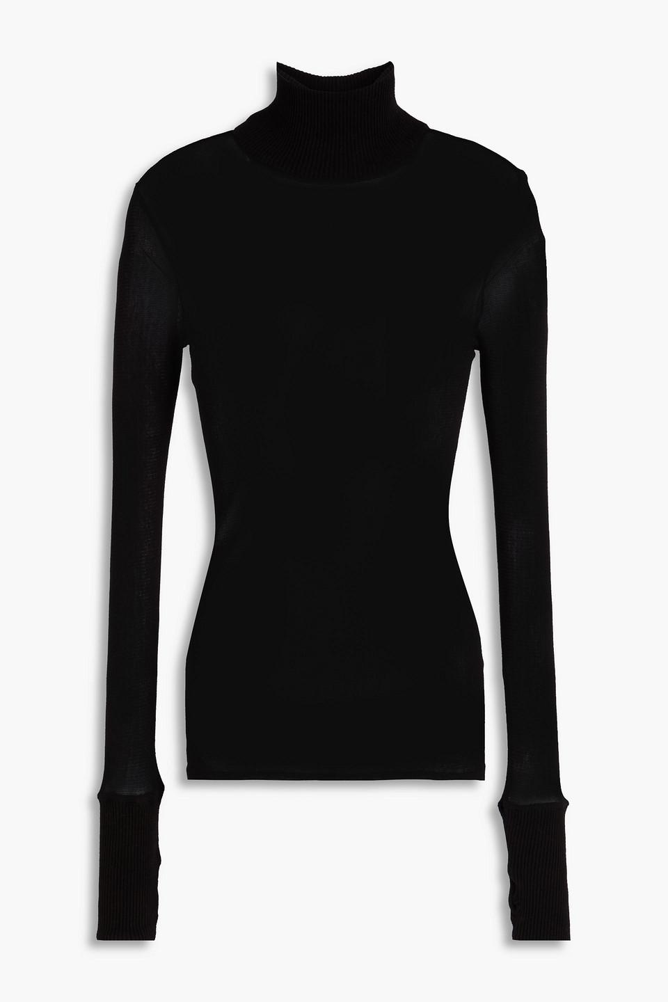 Enza Costa Cotton Turtleneck Top in Black Lyst UK