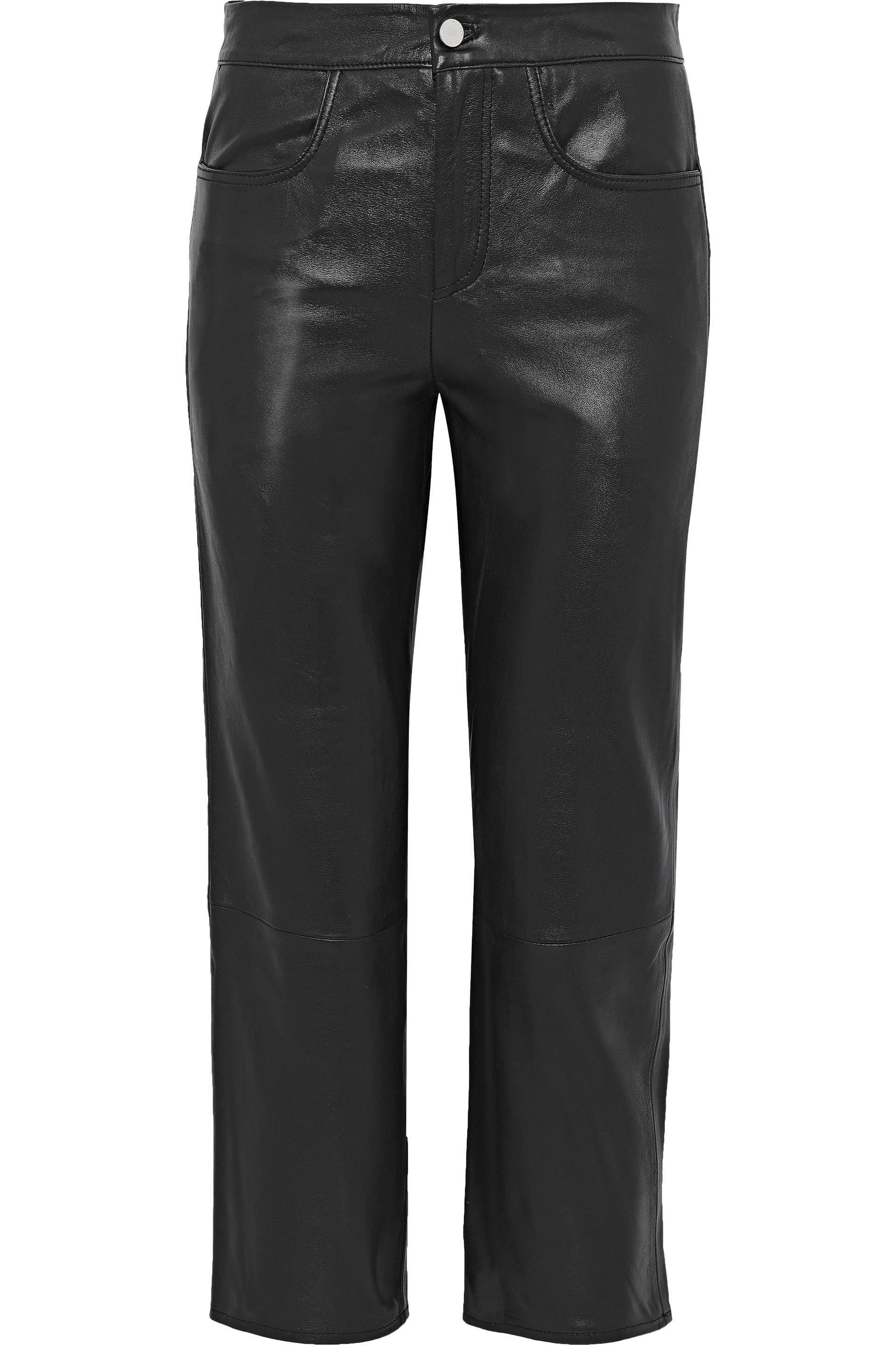 Muubaa Cropped Leather Straightleg Pants Black Save 14 Lyst