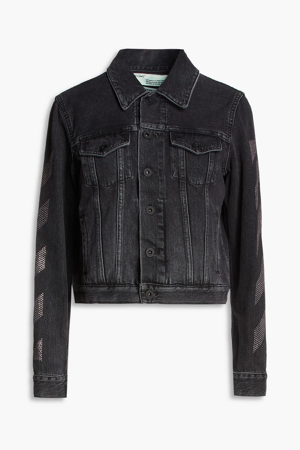 Off-White c/o Virgil Abloh Crystal-embellished Denim Jacket in Black ...