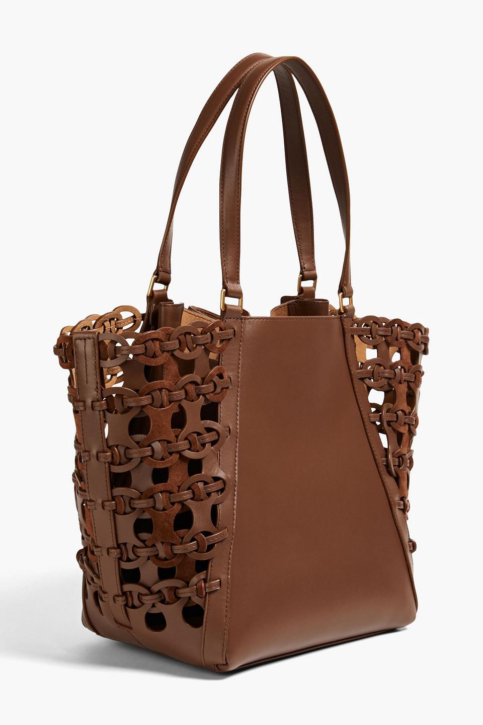 Tory Burch Mcgraw Lazer cut Leather Tote in Brown Lyst Australia