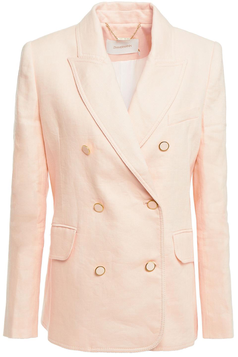 Zimmermann Super Eight Double-breasted Linen Blazer in Natural | Lyst