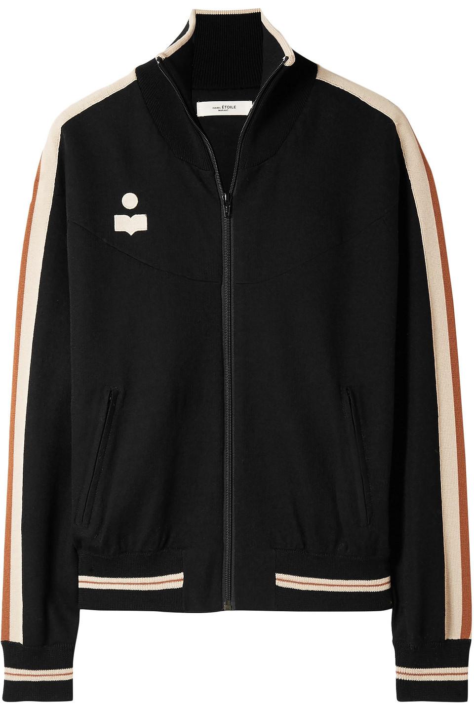 Etoile Isabel Marant Darcy Embroidered Striped Stretch knit Track Jacket Black Lyst Canada