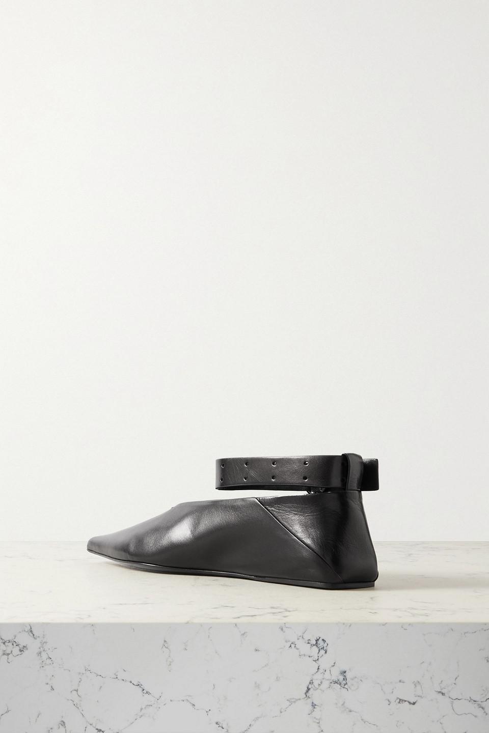 【JIL SANDER】Leather Pointed Flats/追跡+関税+全国送料込み 追跡あり☆Jil Sander☆レザーフラットシューズ バレリーナ (Jil