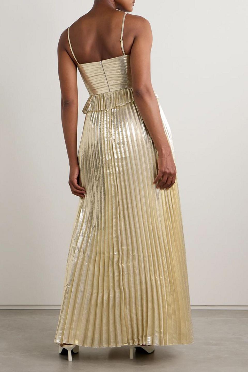 chinese dress ladies Jonathan Simkhai Plisse Lame Gown Silver Size Medium Sleeveless Maxi D –  Celebrity Owned